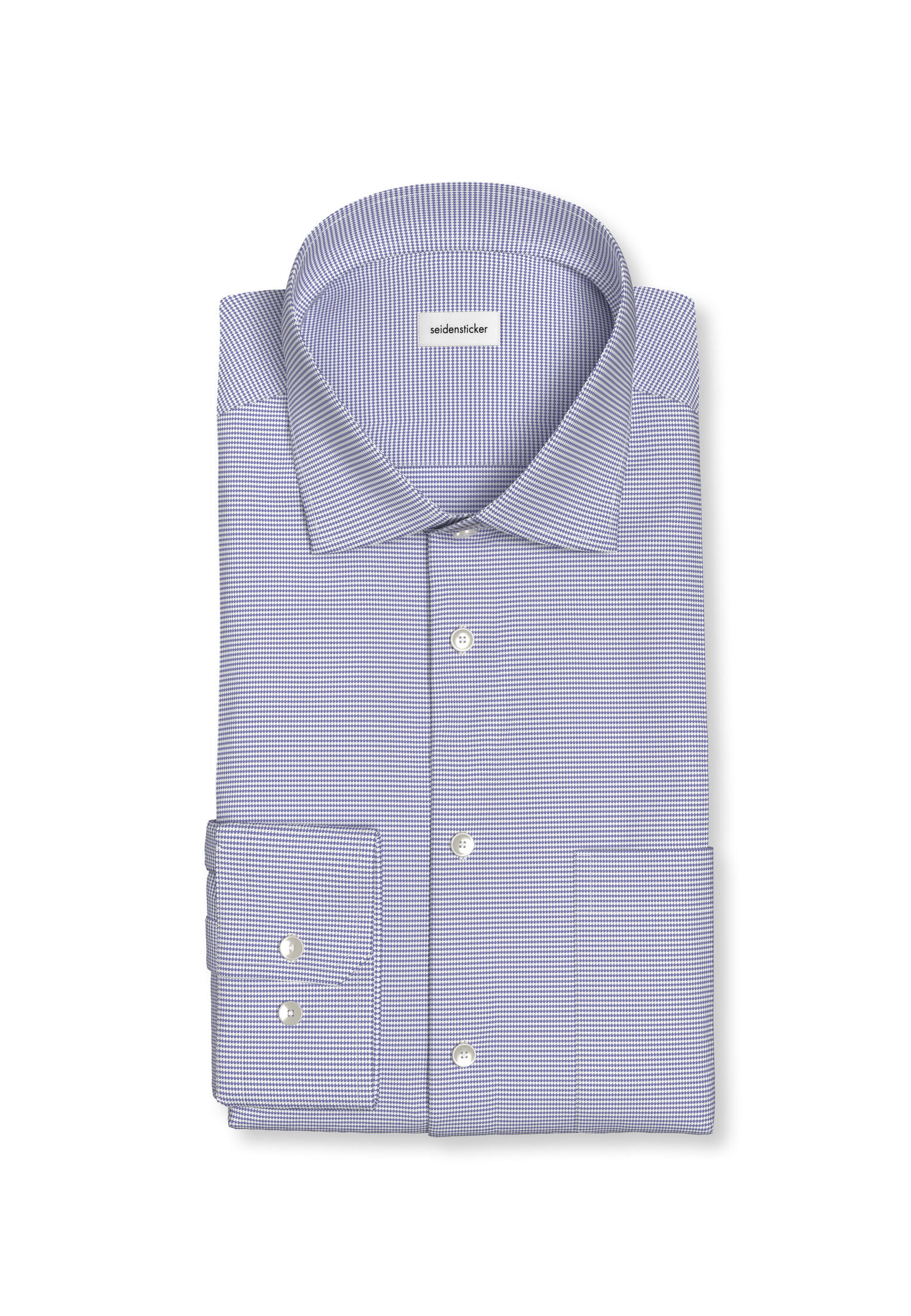 Seidensticker regular fit overhemd, mouwlengte 7, structuur, blauw