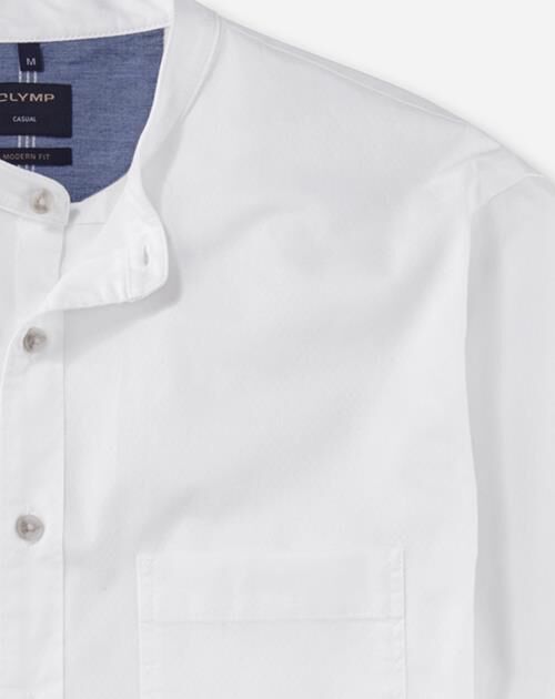 OLYMP Casual modern fit overhemd, korte mouw, structuur, wit