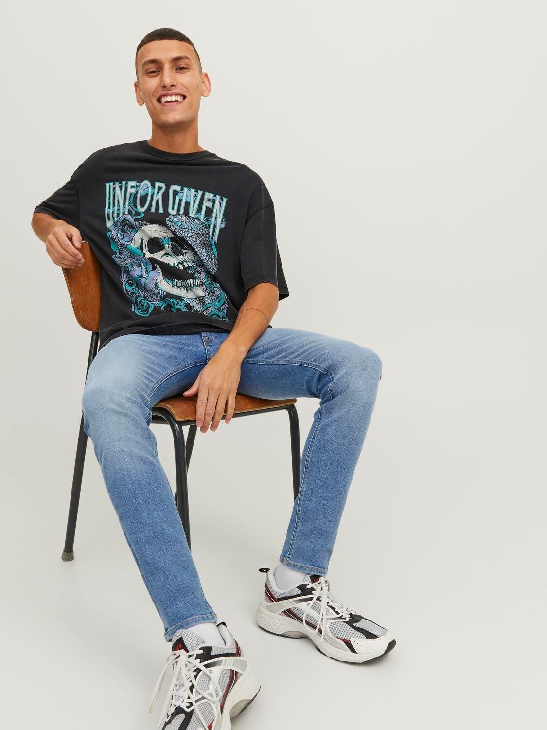 JACK & JONES Liam Original loose fit, heren jeans, denimblauw