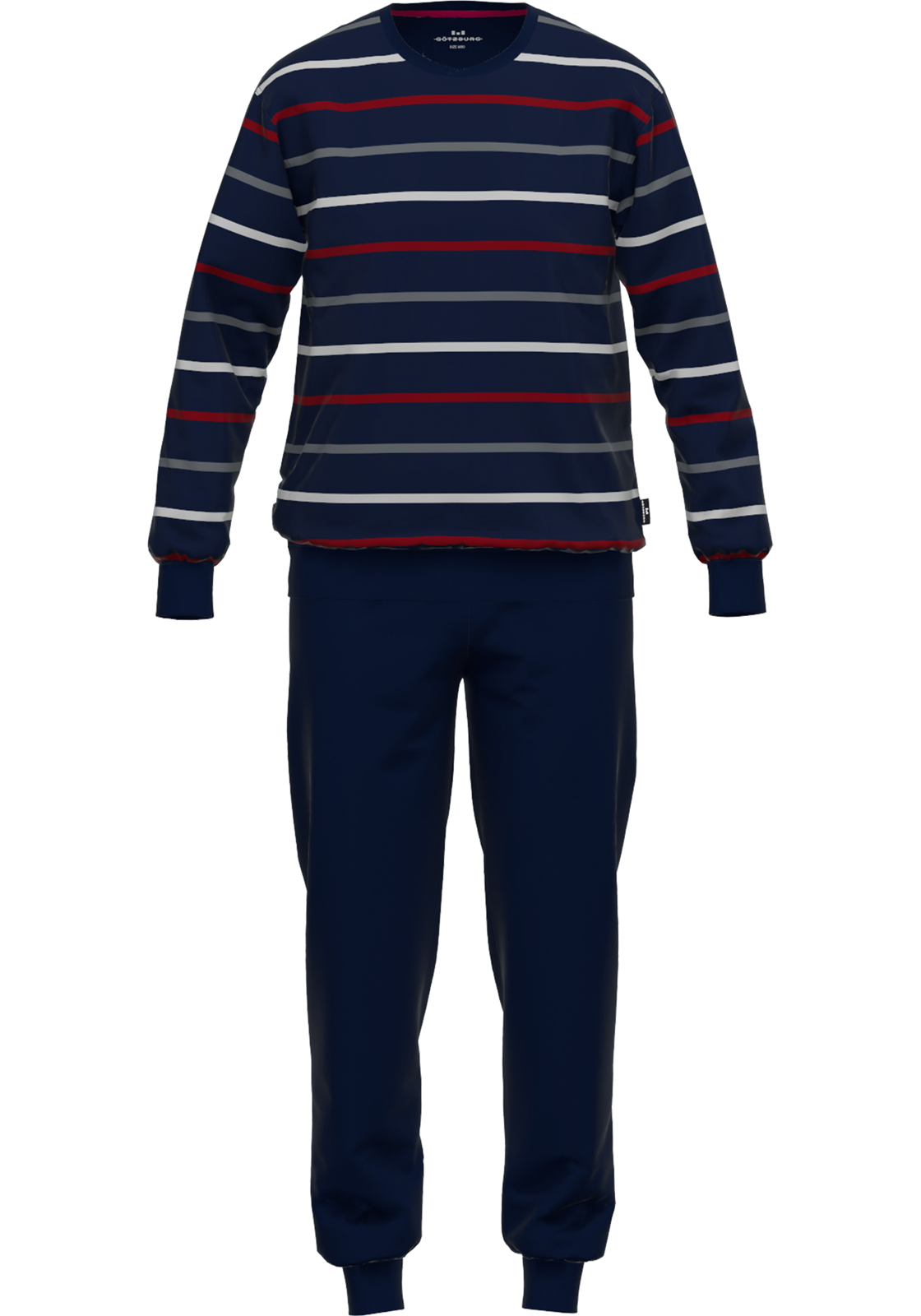 Gotzburg heren pyjama O-hals, donkerblauw gestreept Gotzburg heren pyjama O-hals, donkerblauw gestreept