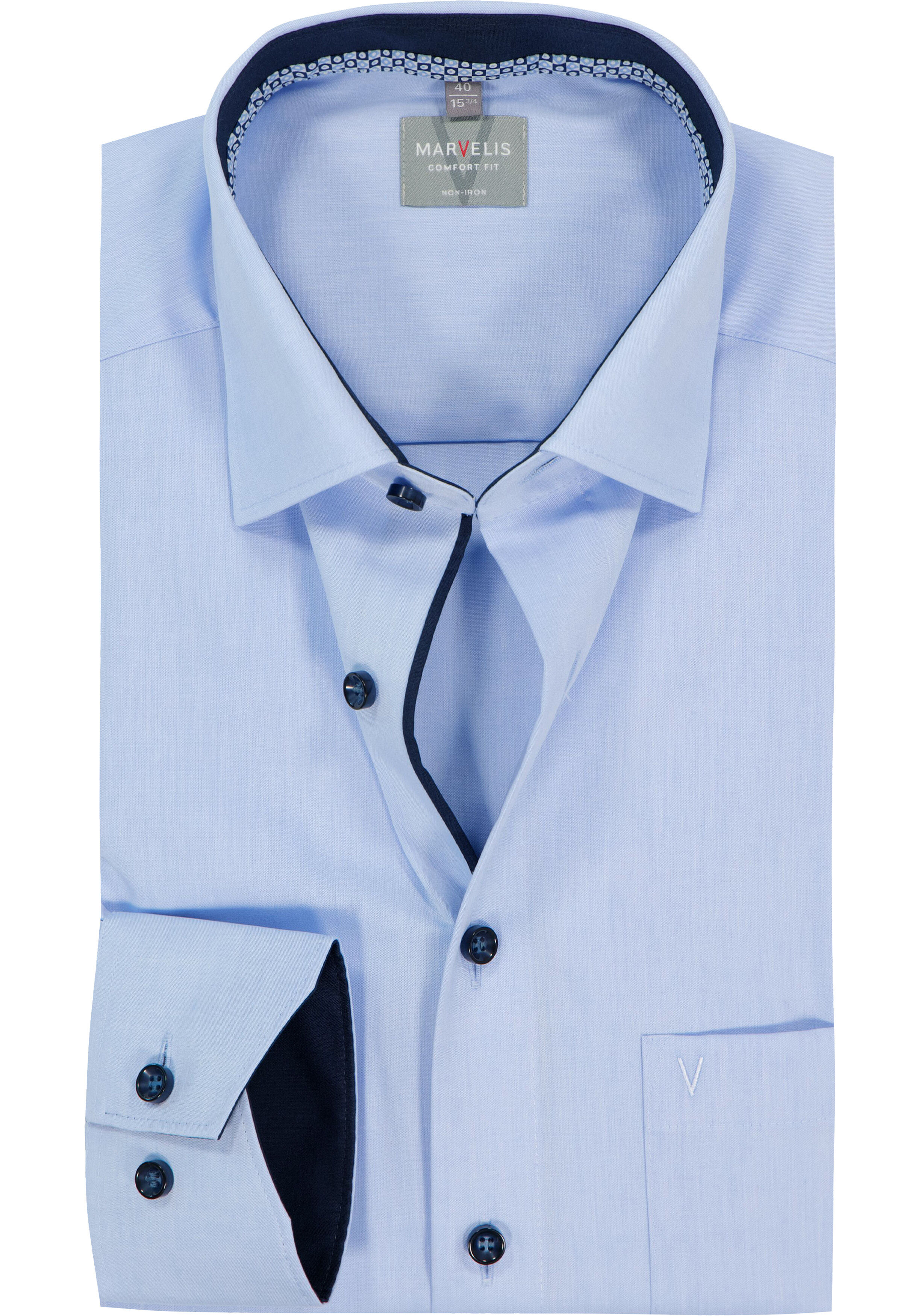 MARVELIS comfort fit overhemd, popeline, lichtblauw