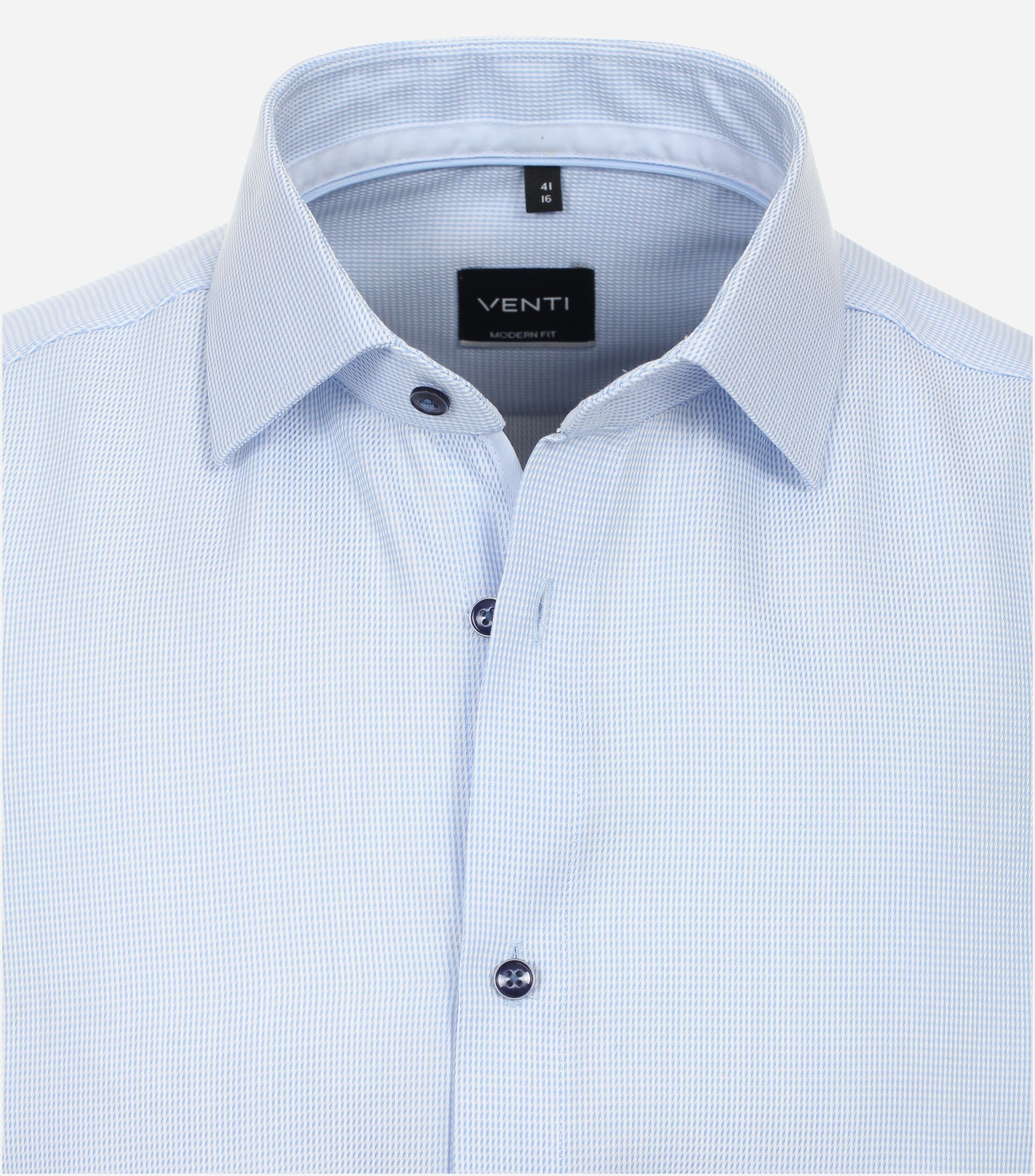 VENTI modern fit overhemd, korte mouw, dobby, blauw