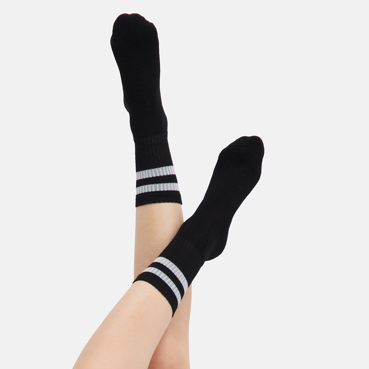 Bamboo Basics Senna outdoor socks (2-pack), unisex sokken met badstof binnenzool, zwart met wit gestreept