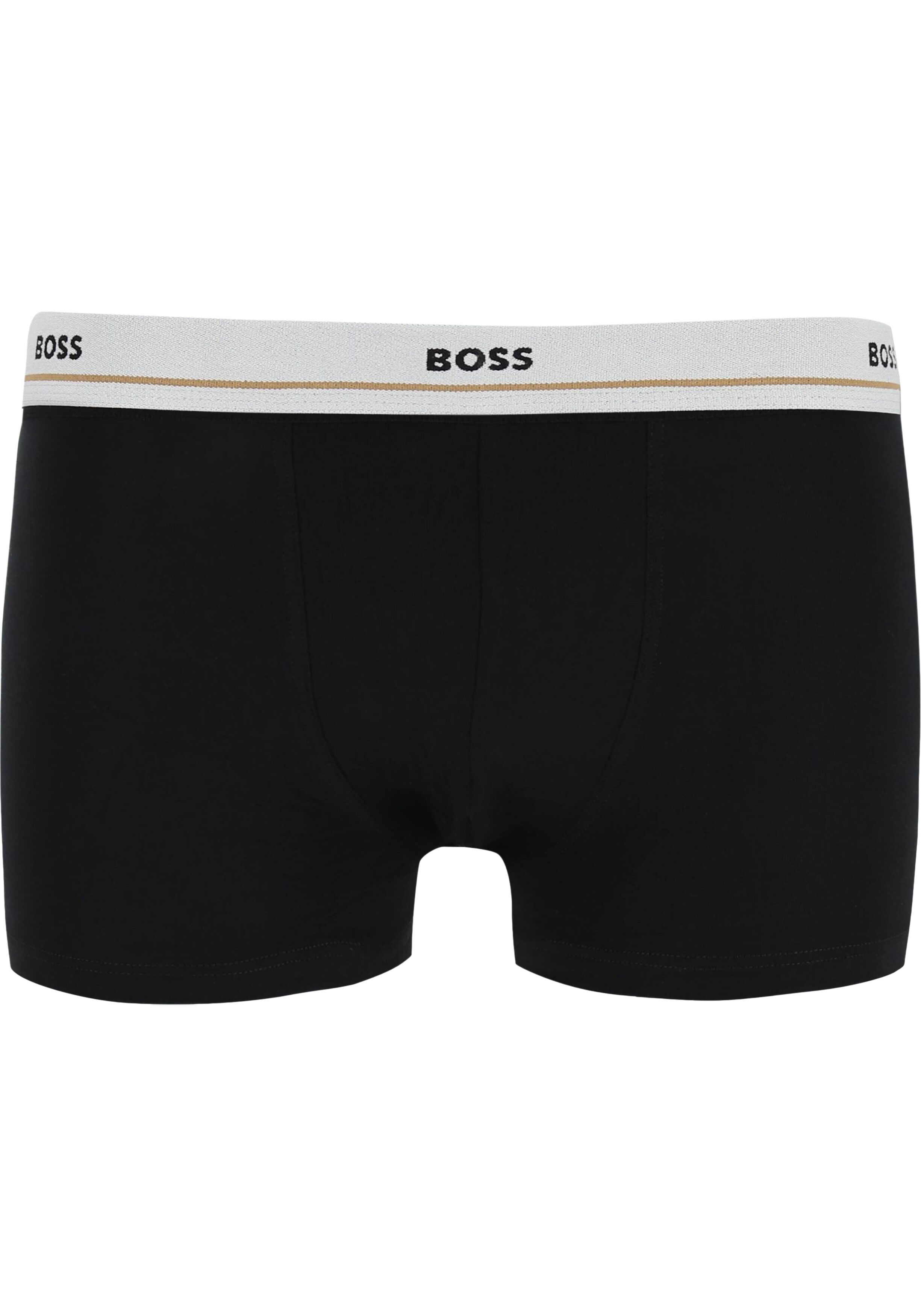 HUGO BOSS Essential trunks (5-pack), heren boxers kort, zwart met gekleurde tailleband