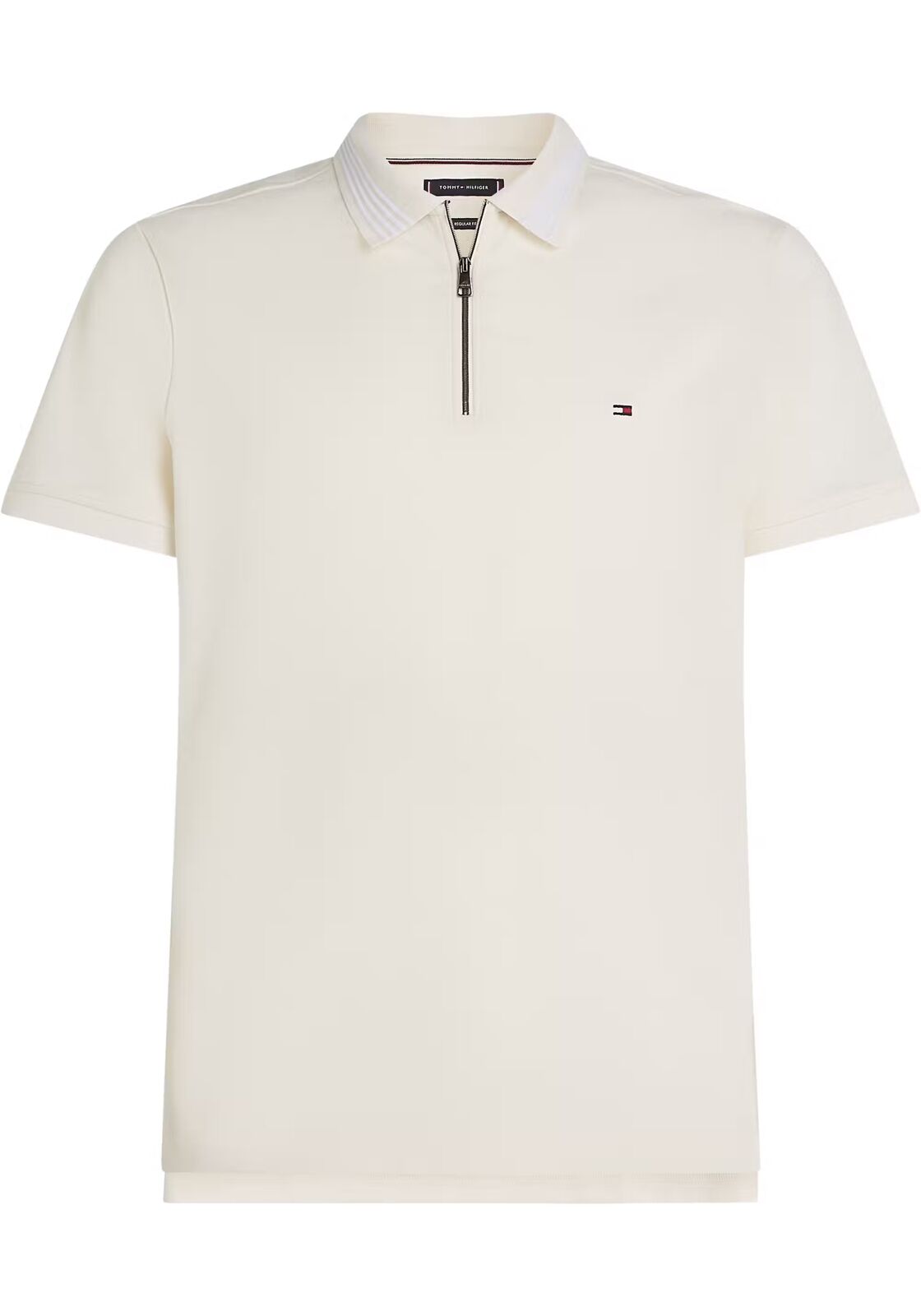 Tommy Hilfiger Pique Zip Regular Polo, heren poloshirt, offwhite