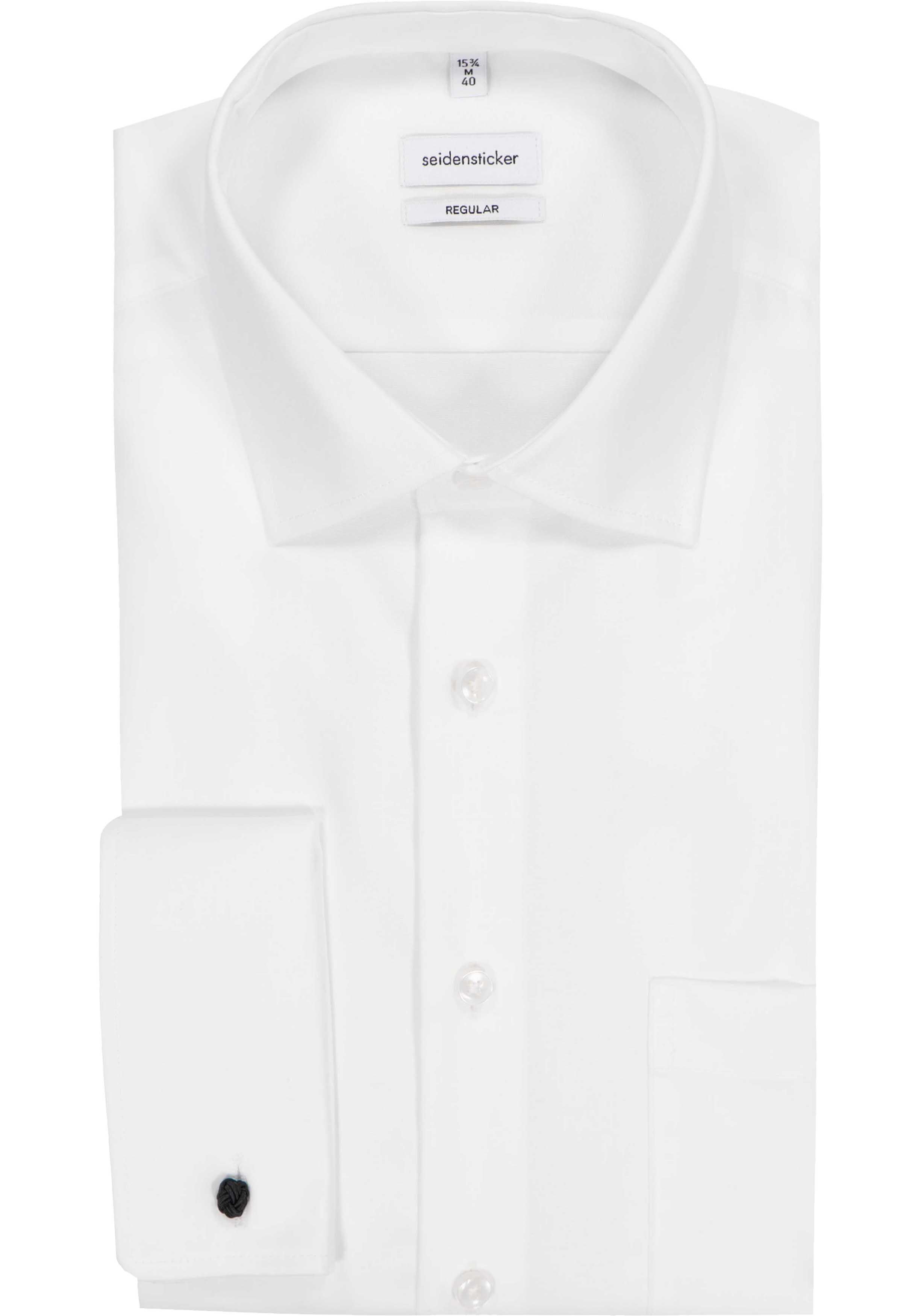 Seidensticker regular fit overhemd, dubbele manchet, wit
