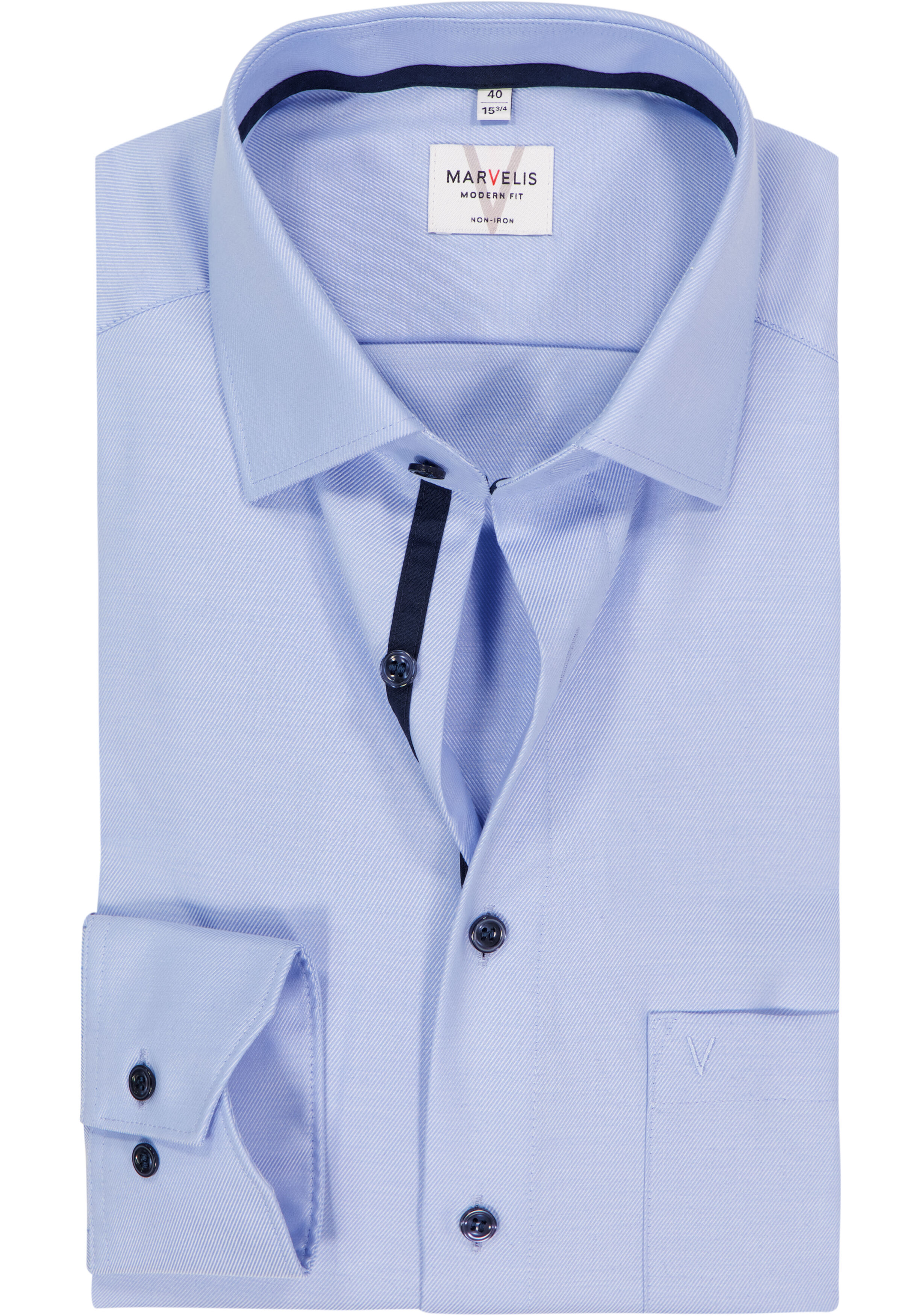 MARVELIS modern fit overhemd, twill, lichtblauw