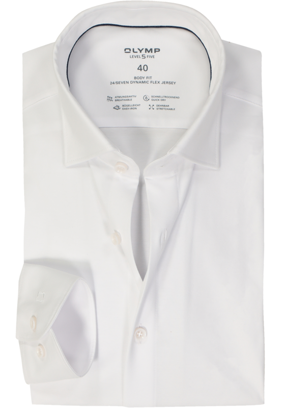 OLYMP Level 5 24/Seven body fit overhemd, wit tricot OLYMP Level 5 24/Seven body fit overhemd, wit tricot