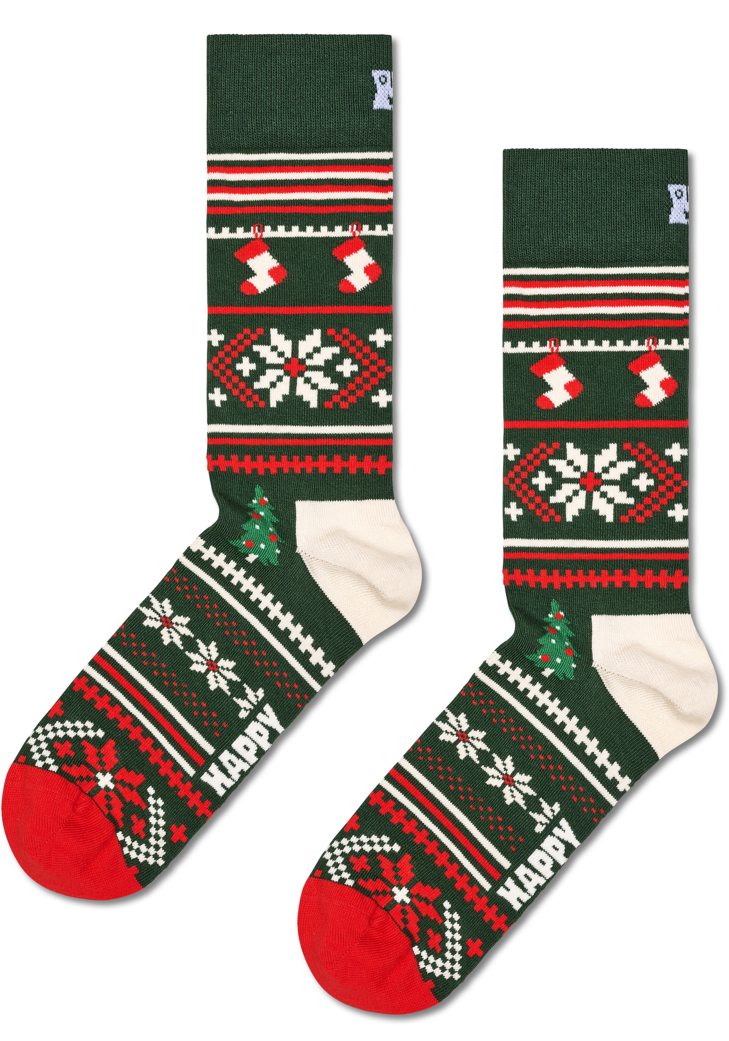 Happy Socks Knit And Bow Socks Gift Set (2-pack), unisex sokken in cadeauverpakking, donkergroen