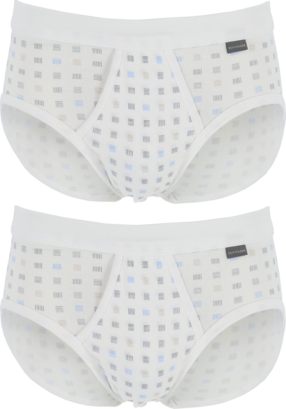 SCHIESSER Cotton Essentials sportslips (2-pack), Feinribb met gulp, wit geblokt SCHIESSER Cotton Essentials sportslips (2-pack), Feinribb met gulp, wit geblokt