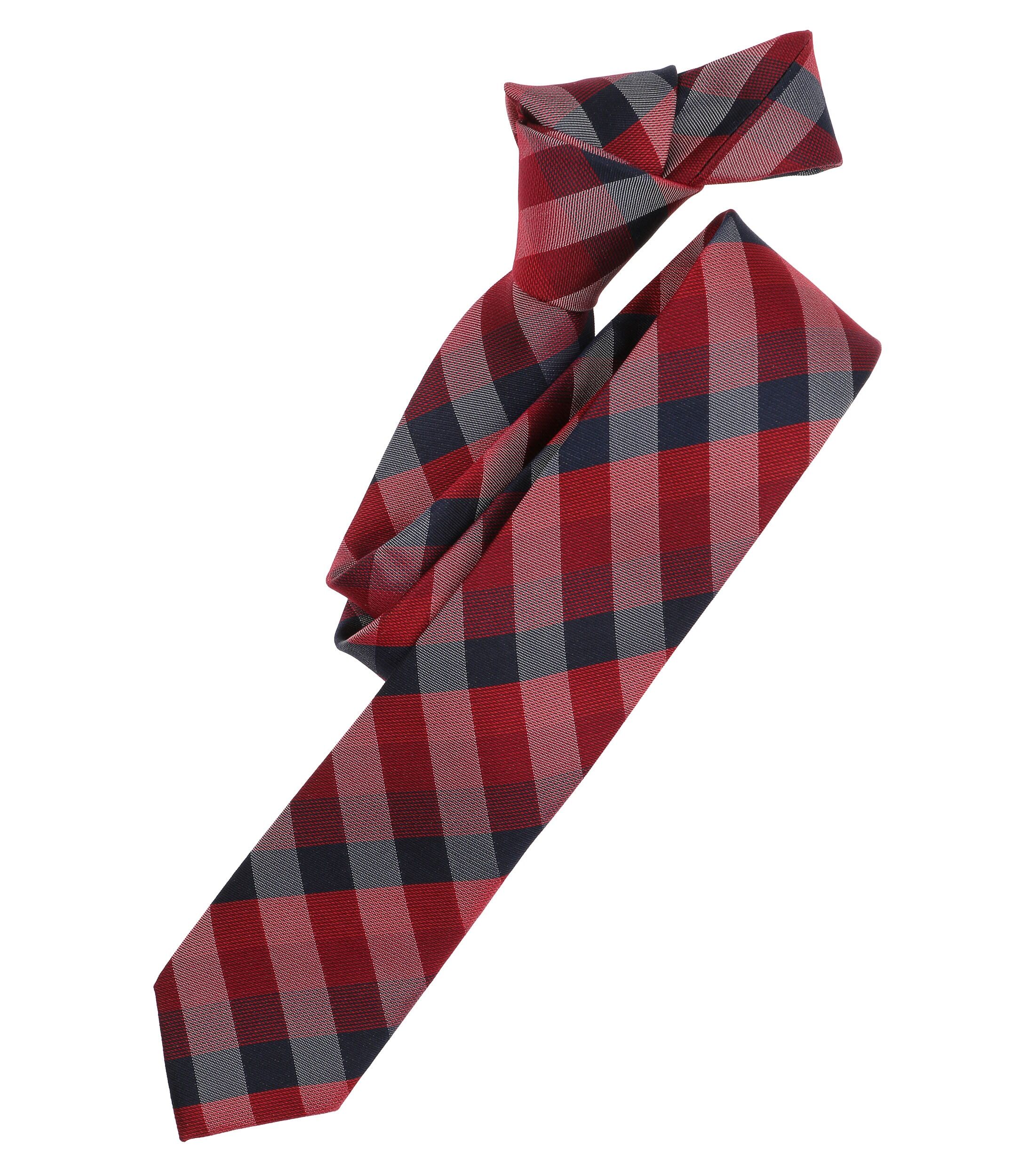 VENTI stropdas, rood, donkerblauw, grijs geruit