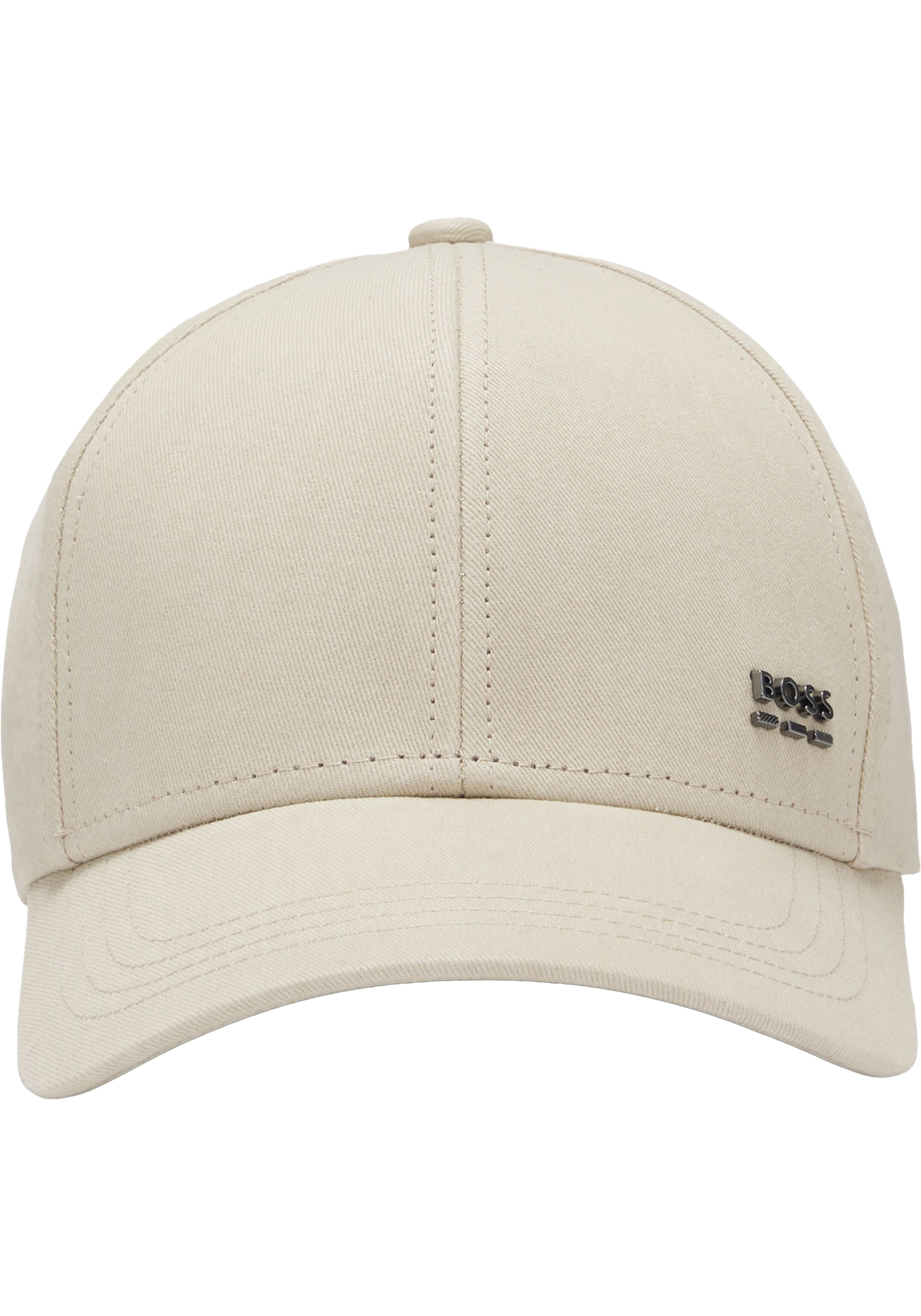 BOSS pet metalen logo, beige