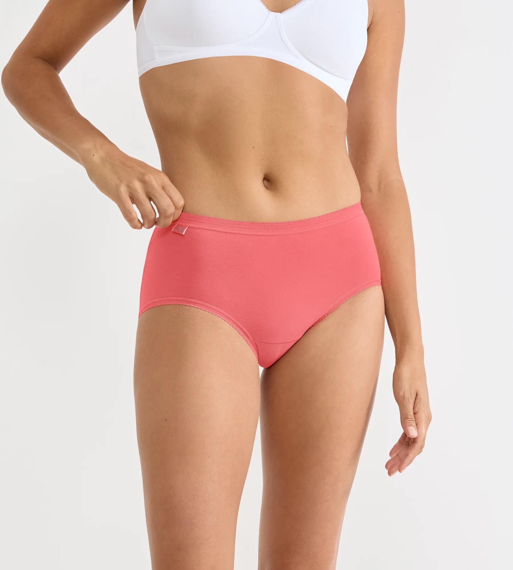 Sloggi Women Basic+ Midi (4-pack), dames slip, offwhite met 3 tinten roze