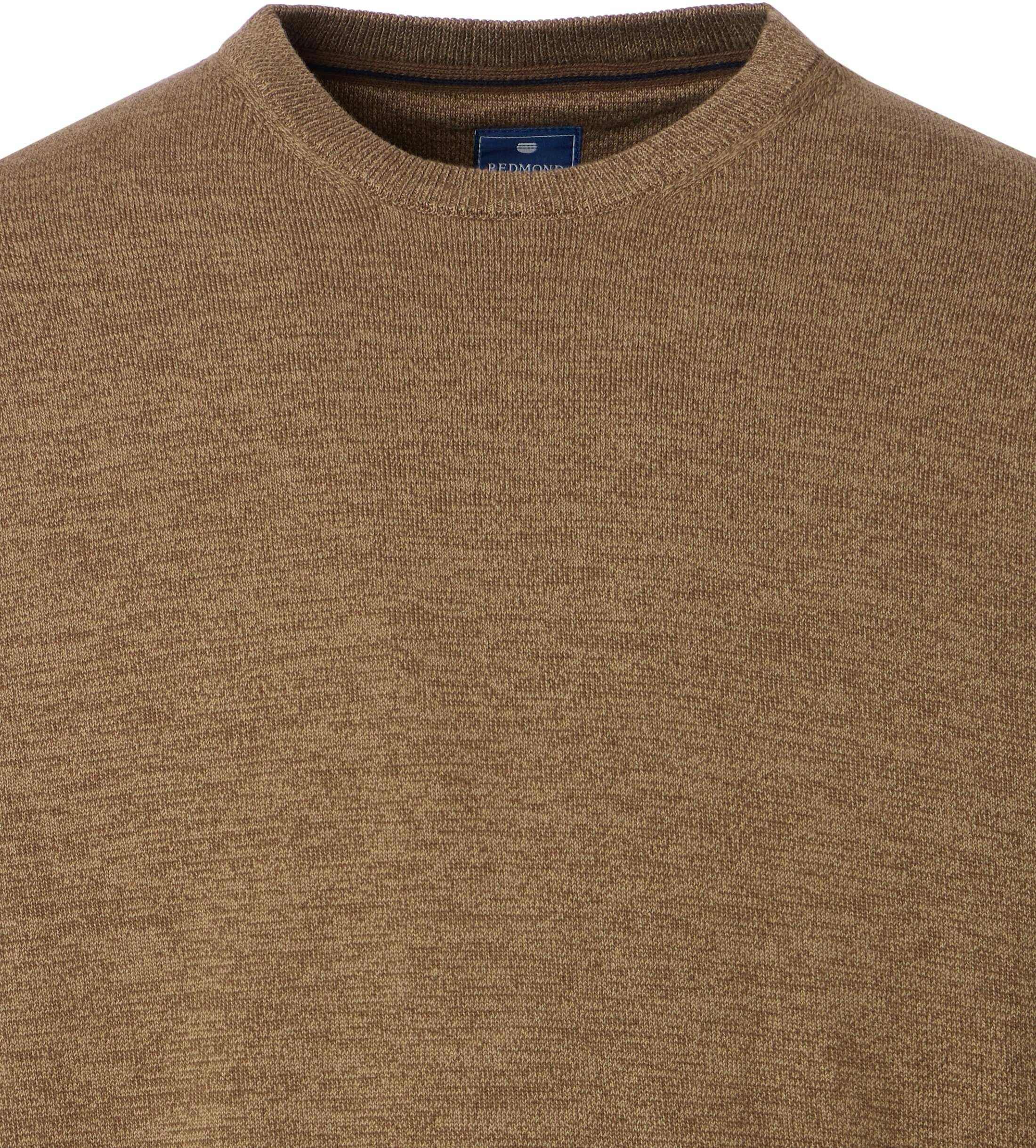 Redmond heren trui katoen, O-hals, bruin-bruin en beige