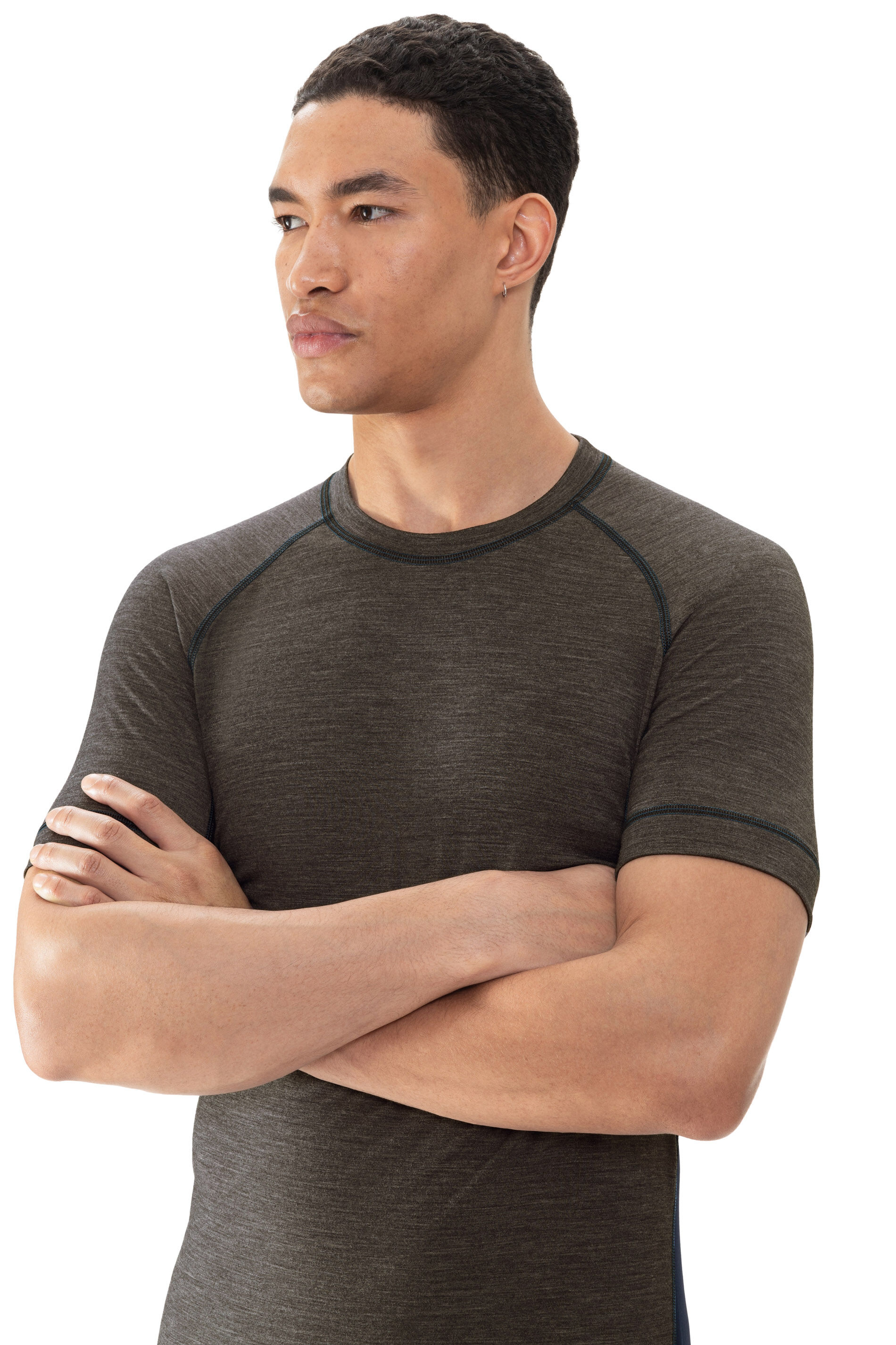 Mey heren T-shirt Prfrmnc+, thermo T-shirt korte mouw met O-hals gedempt olijfgroen