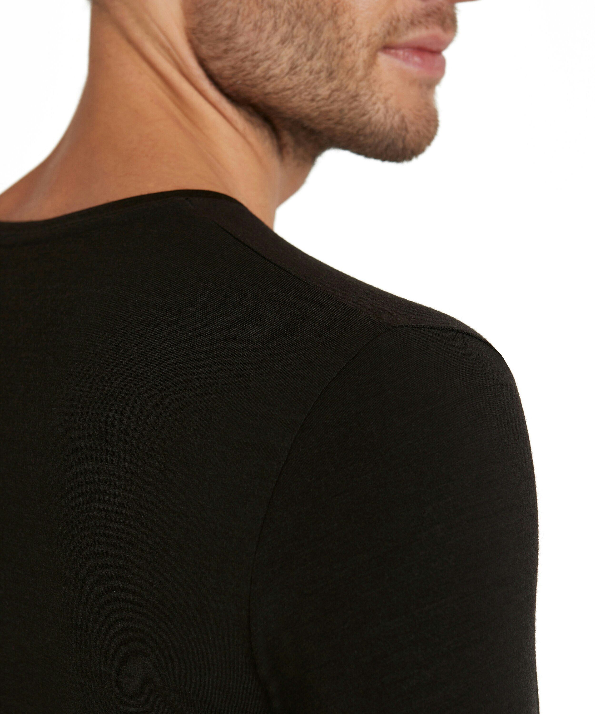 FALKE heren T-shirt Daily Climawool, korte mouw, zwart (black)