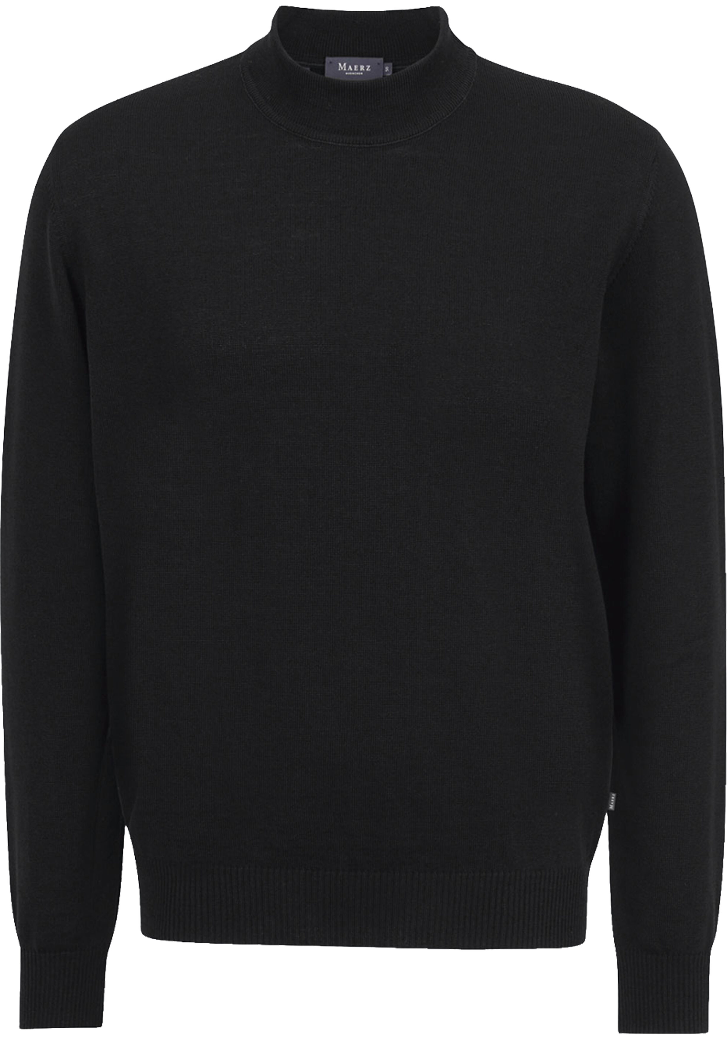 MAERZ Classic Fit heren trui met turtleneck wol, zwart
