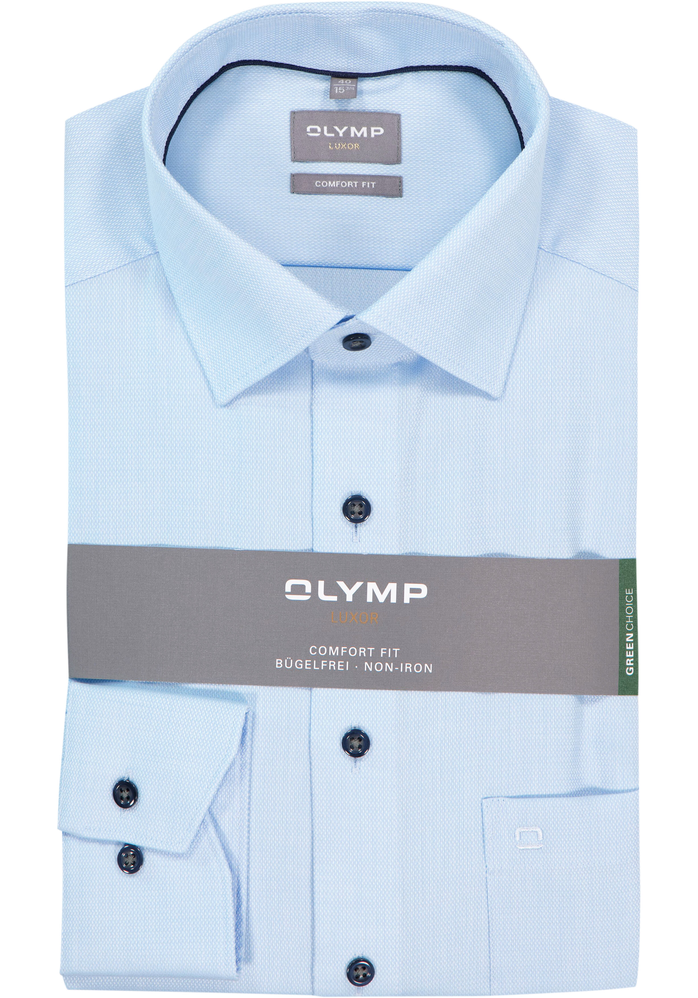 OLYMP Luxor comfort fit overhemd, structuur, lichtblauw