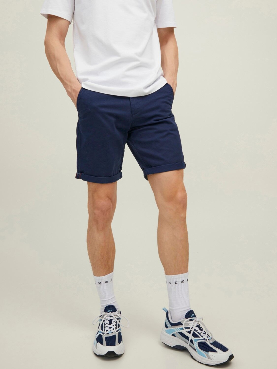 JACK & JONES Bowie Shorts Solid regular fit, heren chino korte broek, blauw