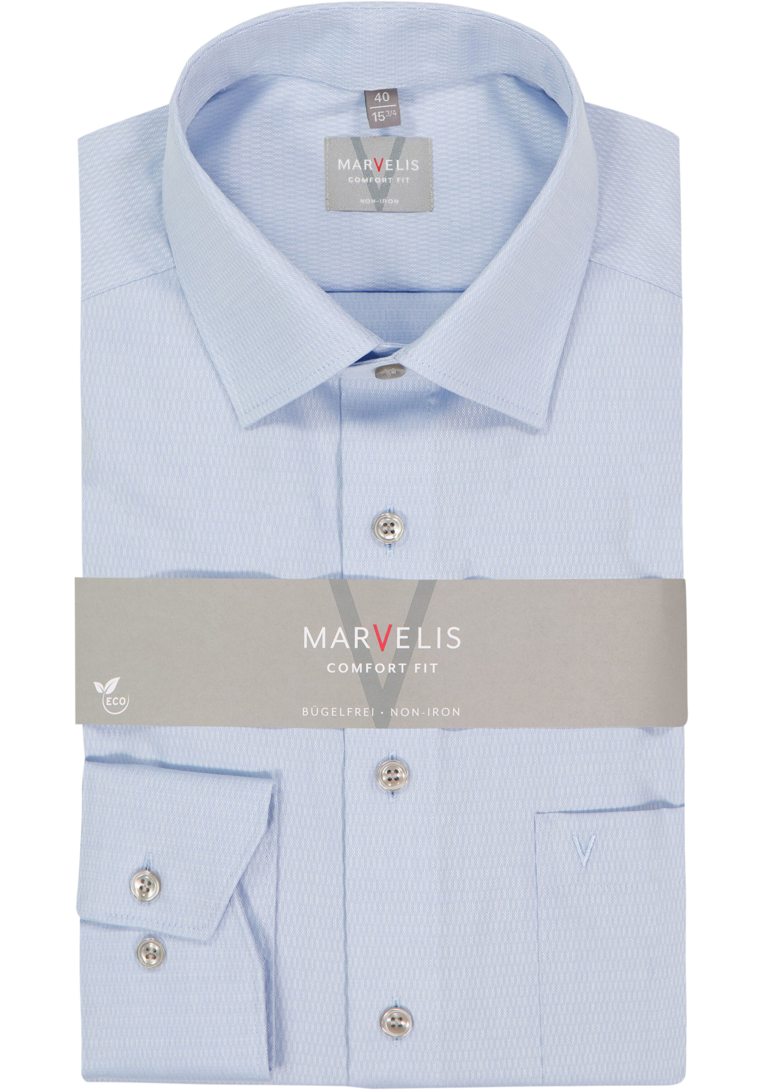MARVELIS comfort fit overhemd, structuur, lichtblauw