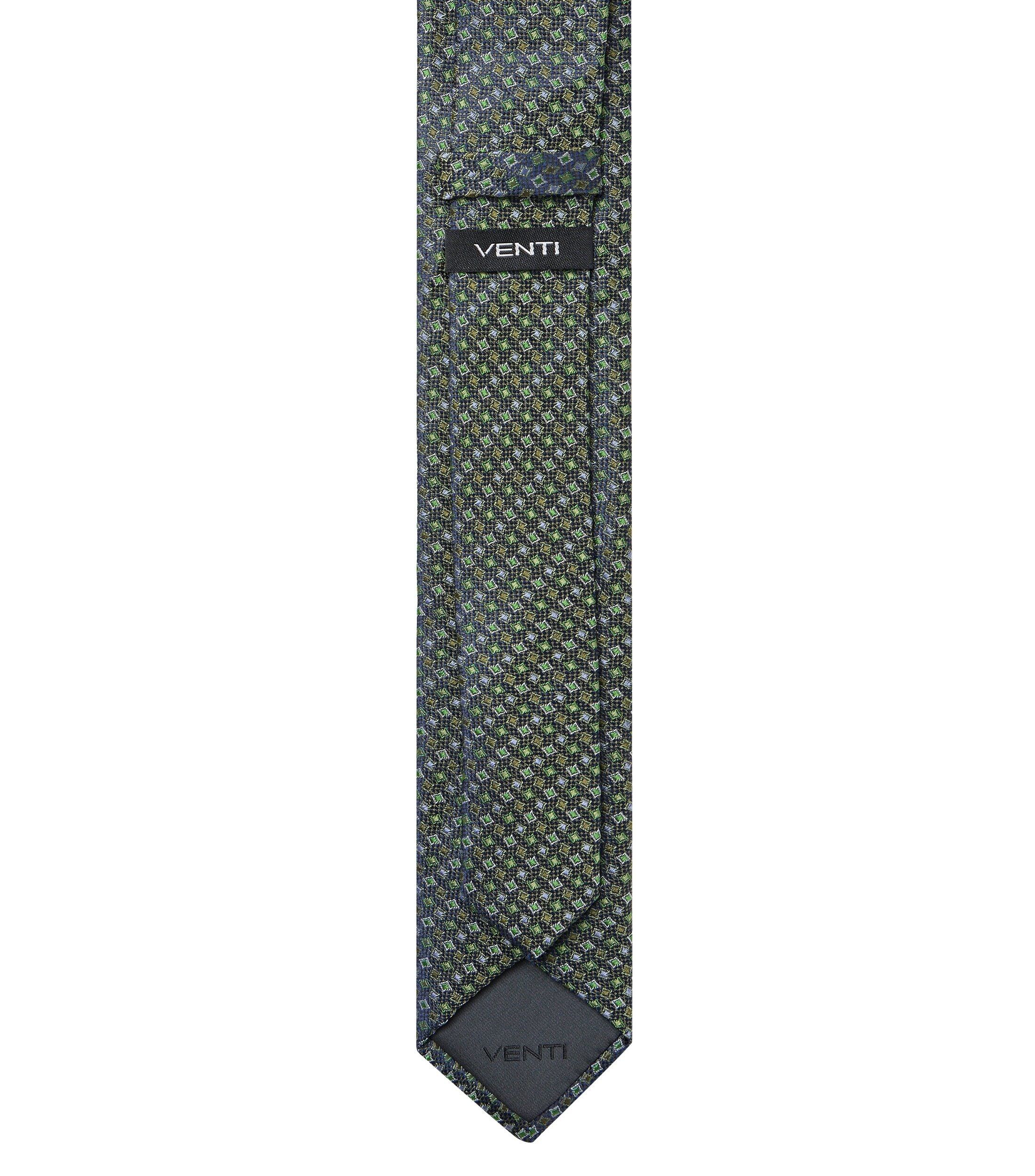 VENTI stropdas, donkerblauw, groen, grijs dessin