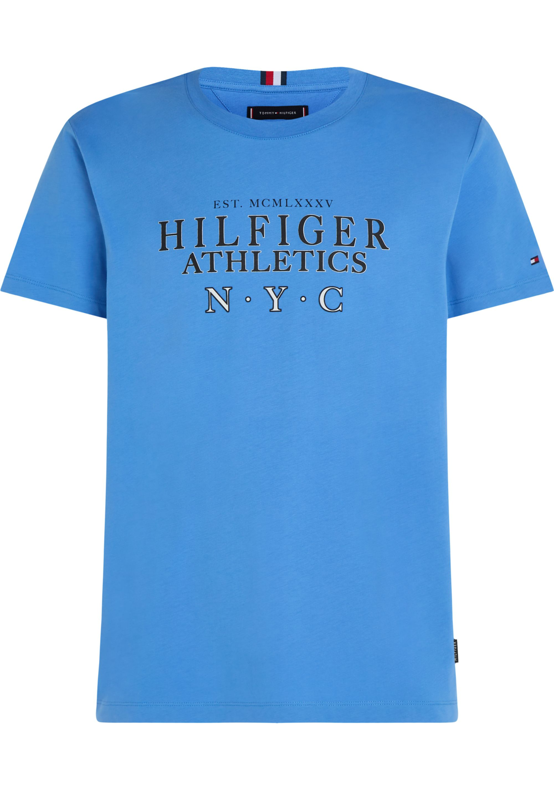 image_2_MW0MW34389C30_F_C4101wid2000amphei2000ampop_usm1710 Tommy Hilfiger Hilfiger Ath Stack Tee, heren T-shirt korte mouw O-hals, middenblauw