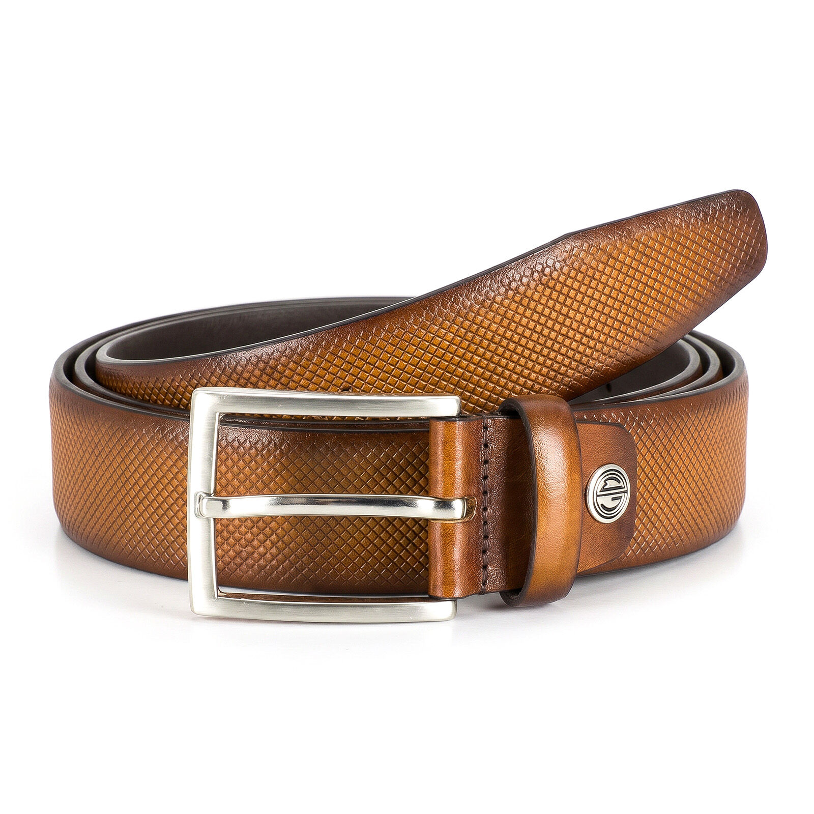 LINDENMANN leren heren riem, cognac