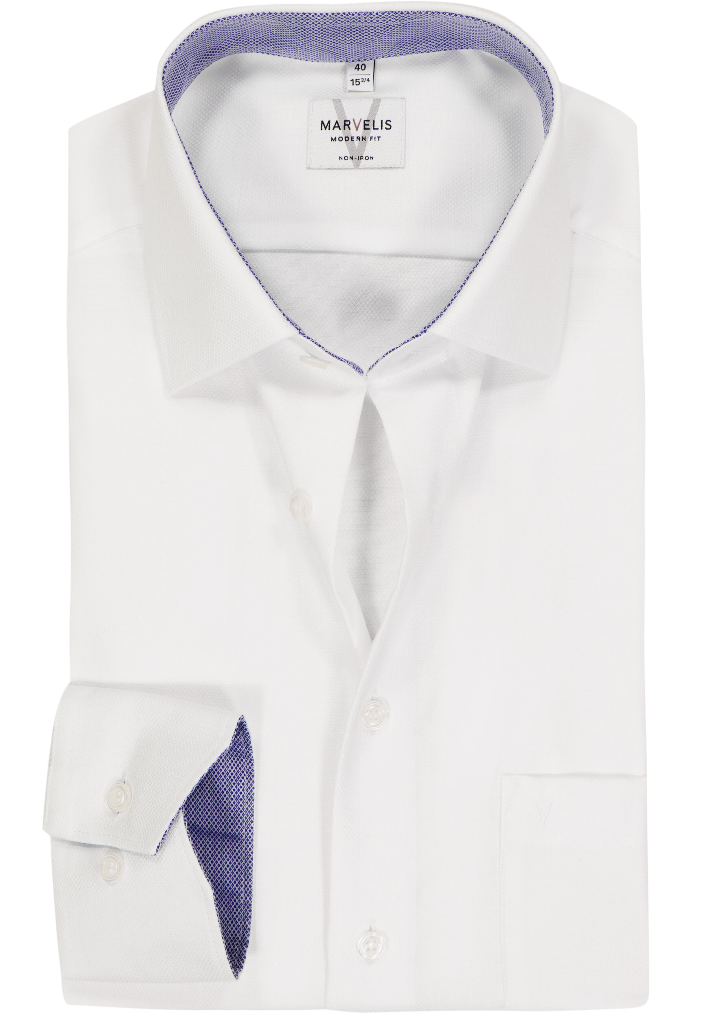 MARVELIS modern fit overhemd, wit structuur (contrast)