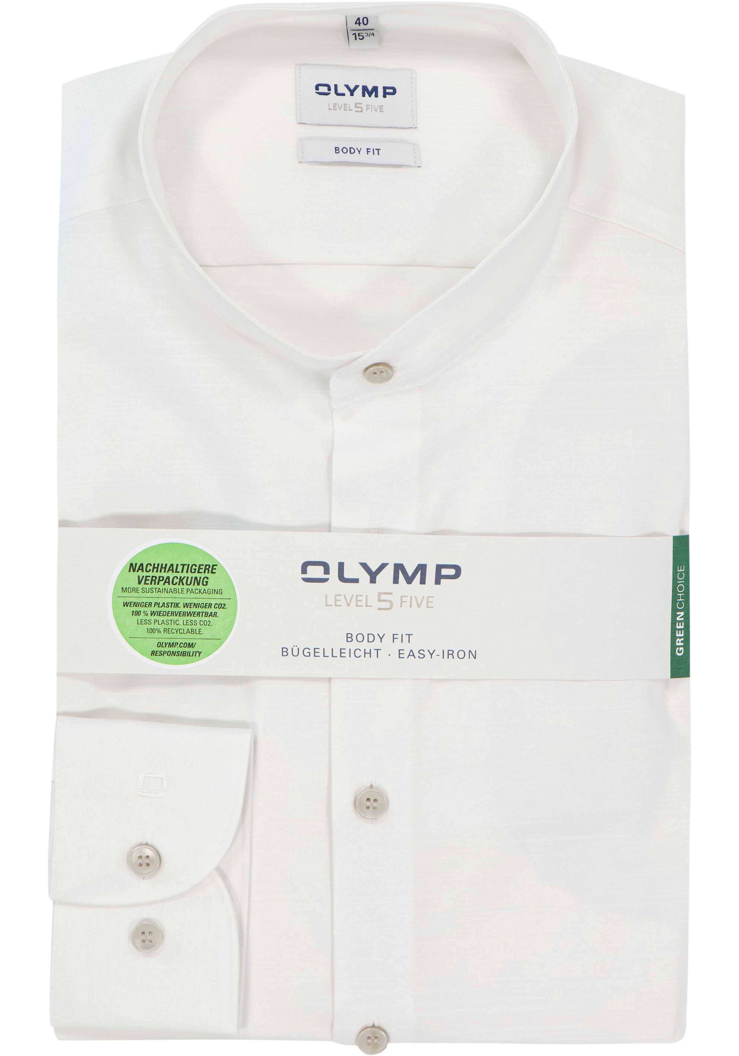 OLYMP Level 5 body fit overhemd, satijnbinding, lichtbeige