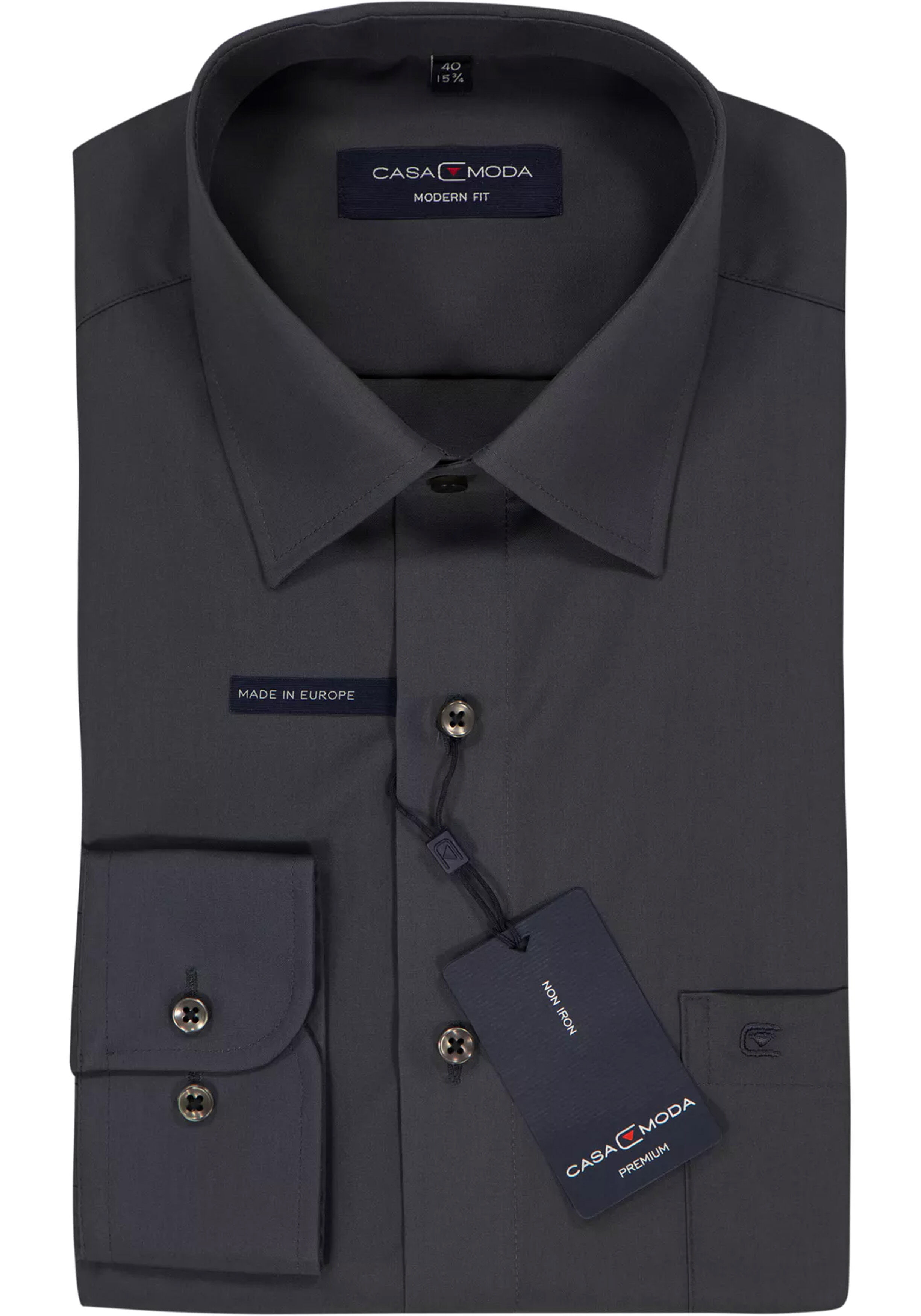 CASA MODA modern fit overhemd, antraciet grijs  