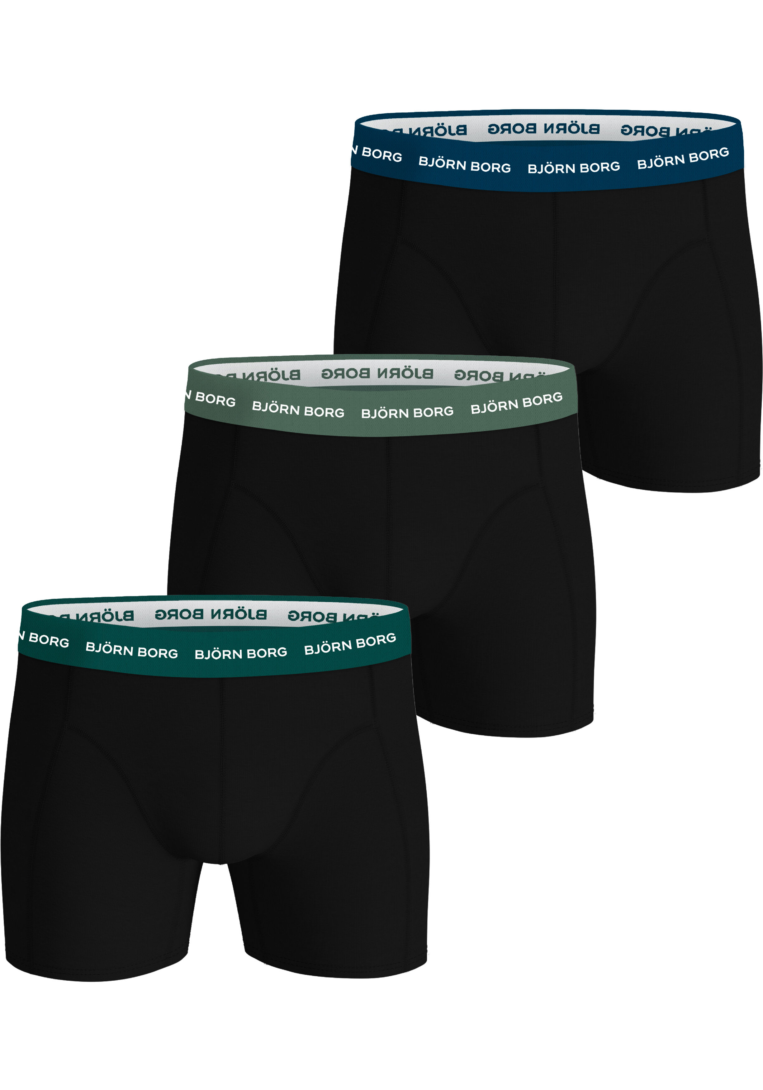 Bjorn Borg Cotton Stretch boxers, heren boxers normale lengte (3-pack), zwart, zwart, zwart