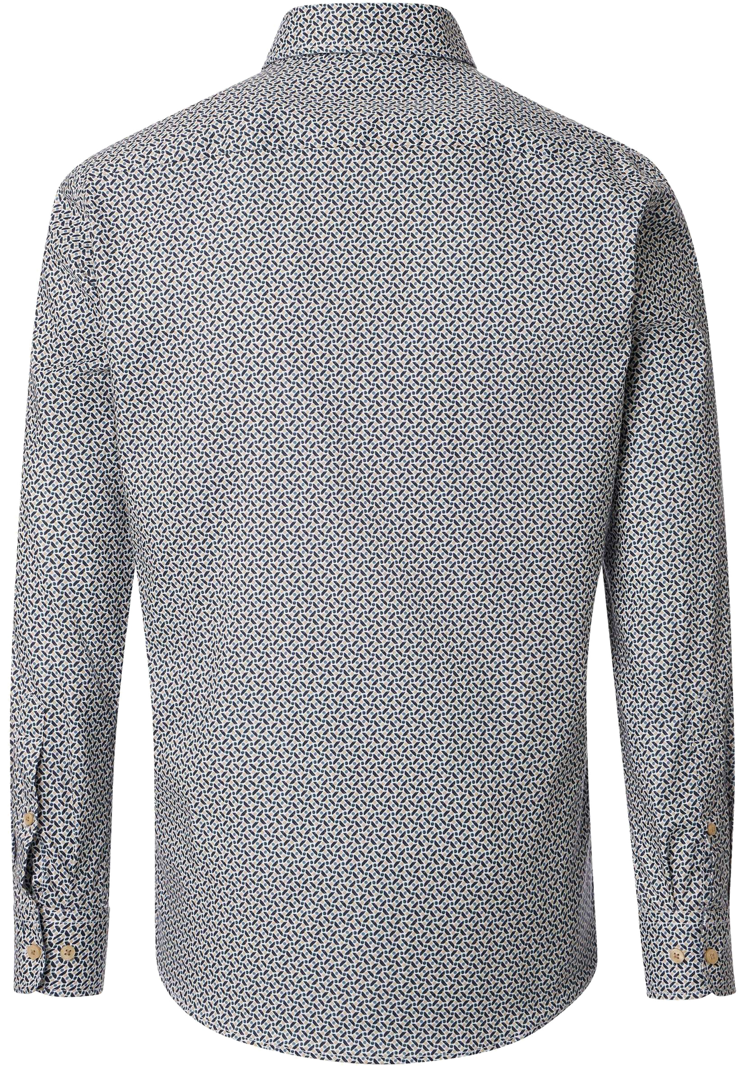 CASA MODA Sport comfort fit overhemd, twill, wit met blauw en beige dessin
