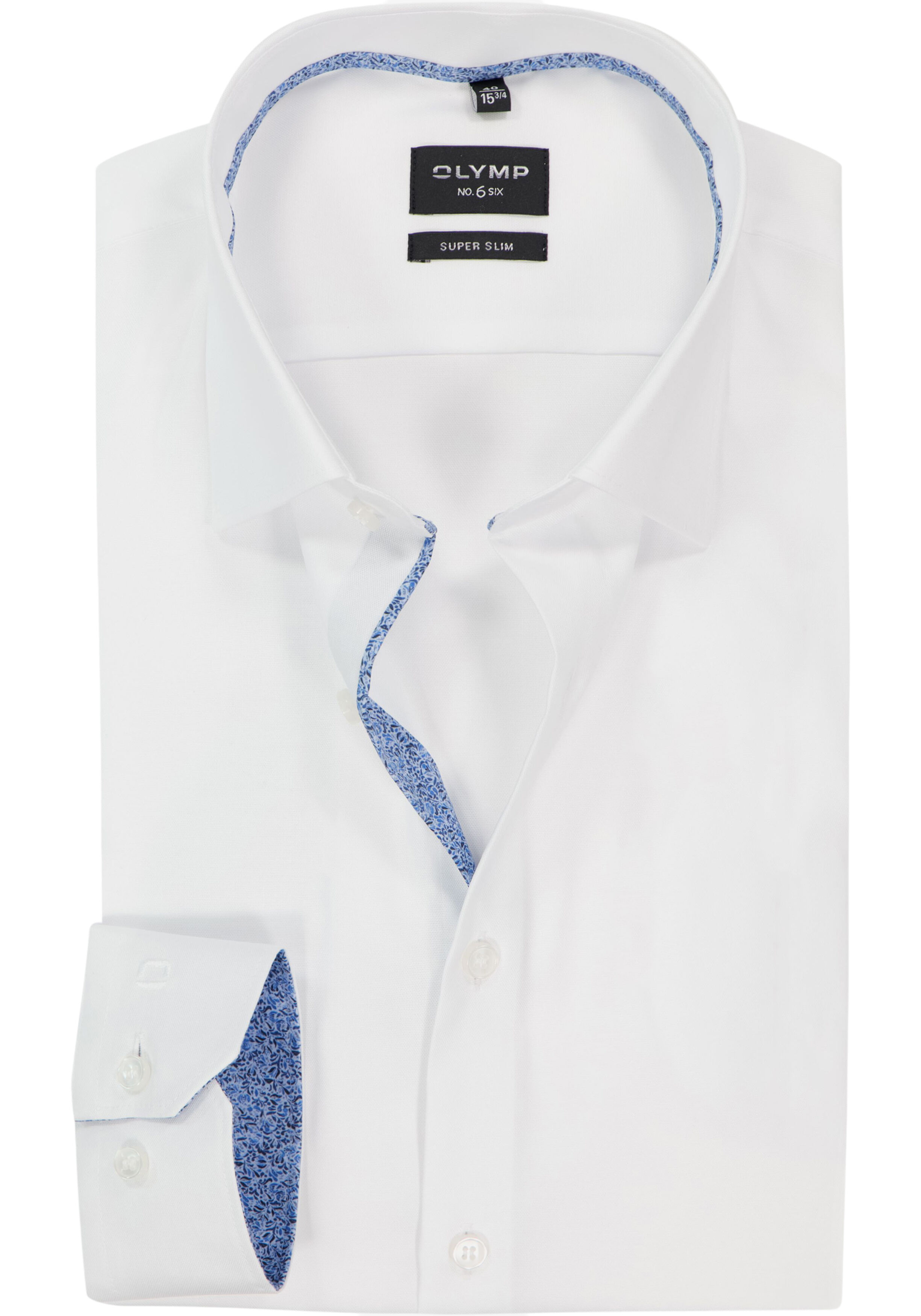 OLYMP No. 6 Six super slim fit overhemd, structuur, wit