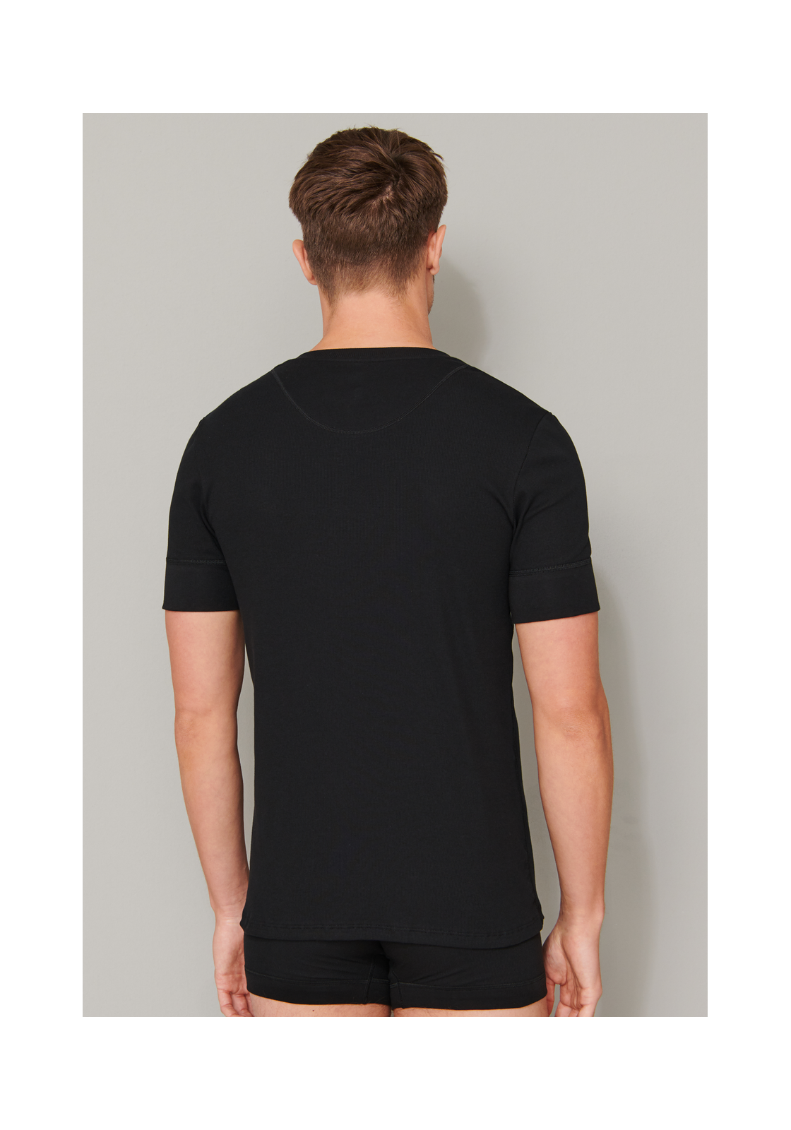 image_4_174018-000_1_1280x1280 SCHIESSER Retro Rib T-shirt (1-pack), heren shirt korte mouwen dubbelrib biologisch katoen knoopsluiting zwart