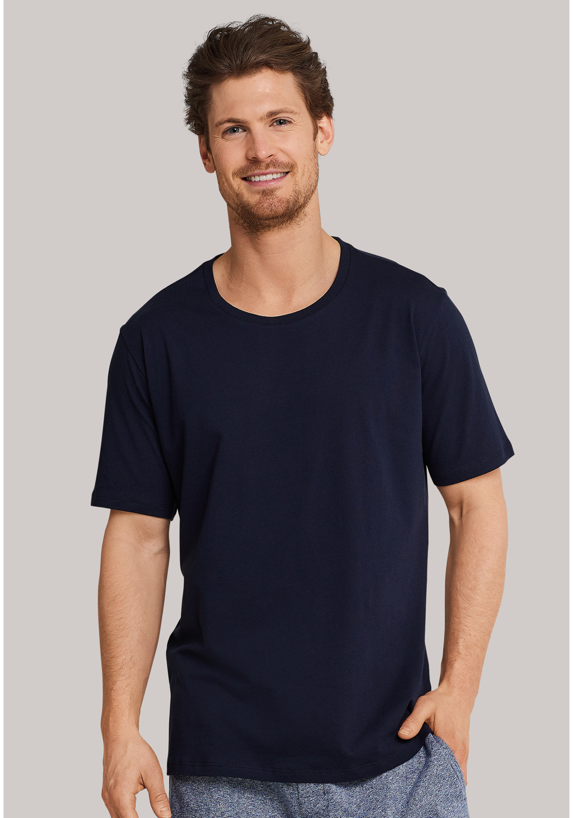 lounge-shirt-163832-803 SCHIESSER Mix+Relax T-shirt, korte mouw O-hals, blauw