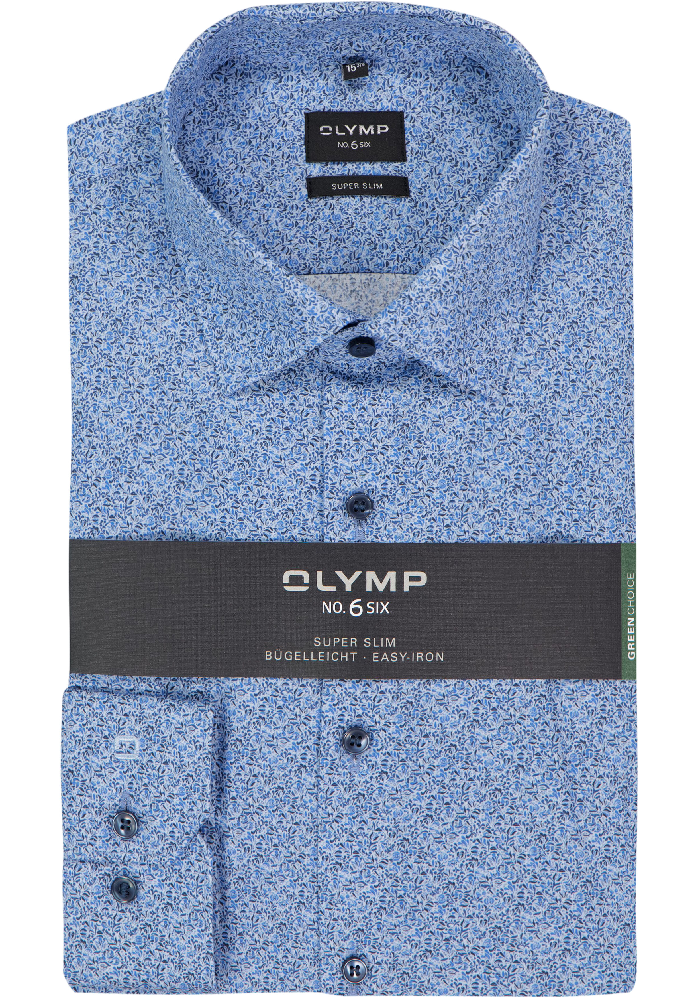 OLYMP No. 6 Six super slim fit overhemd, popeline, lichtblauw dessin