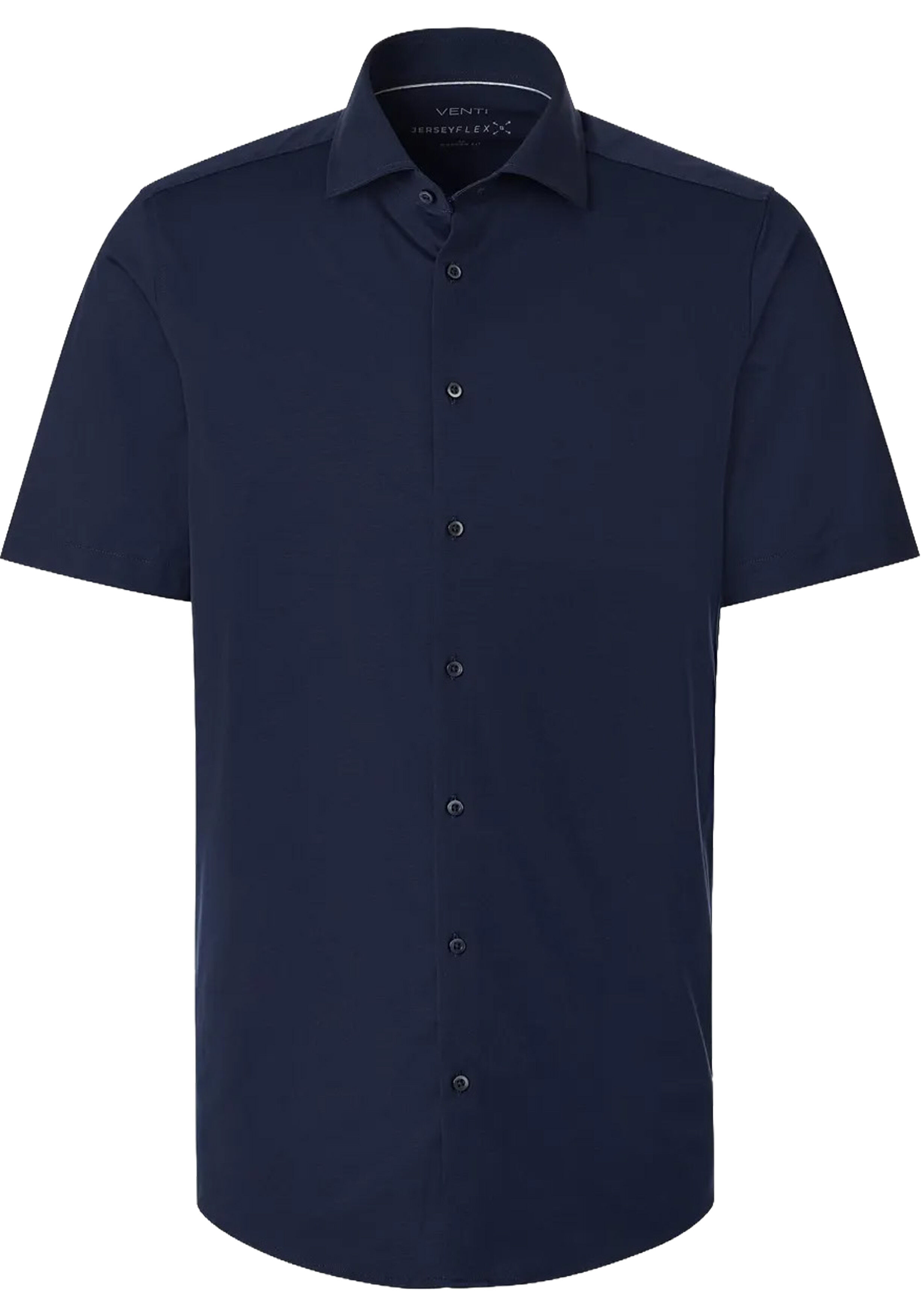 VENTI modern fit Jerseyflex overhemd, korte mouw, jersey, donkerblauw