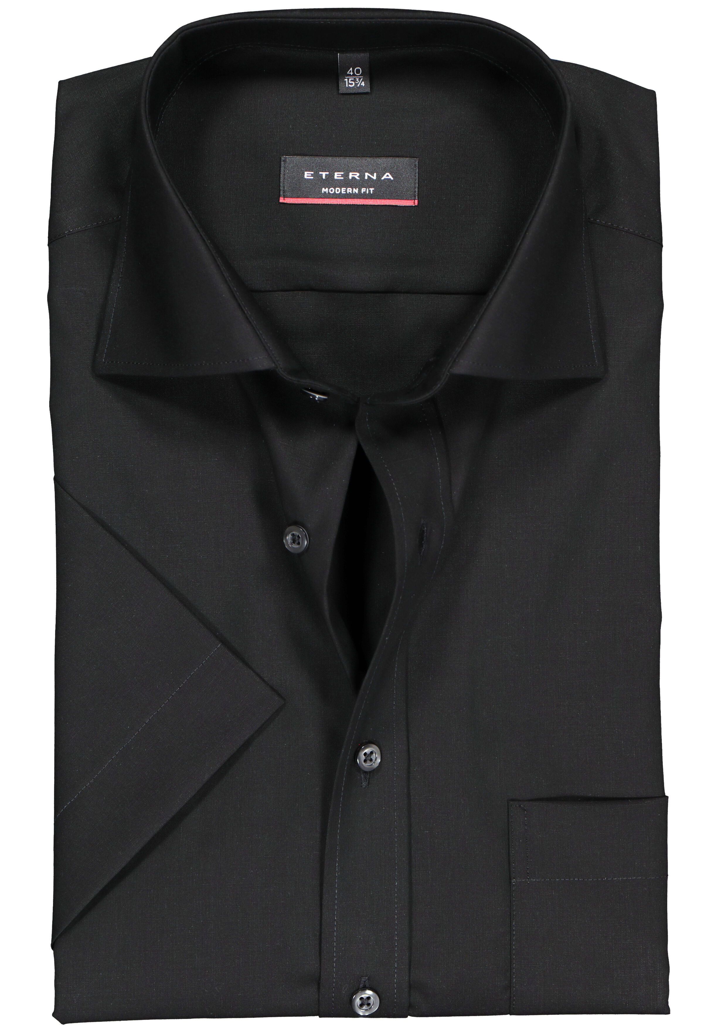 ETERNA modern fit overhemd, korte mouw, poplin heren overhemd, zwart