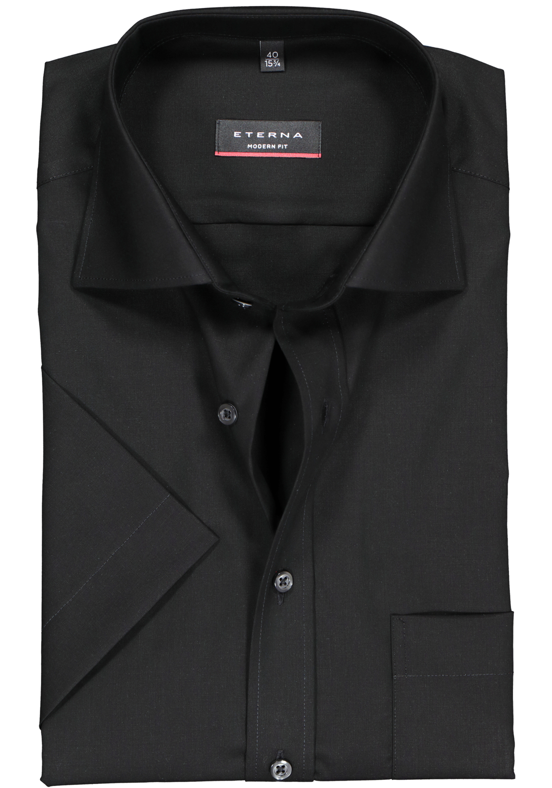 1-4045332266904_eterna-overhemd_HR ETERNA modern fit overhemd, korte mouw, poplin heren overhemd, zwart