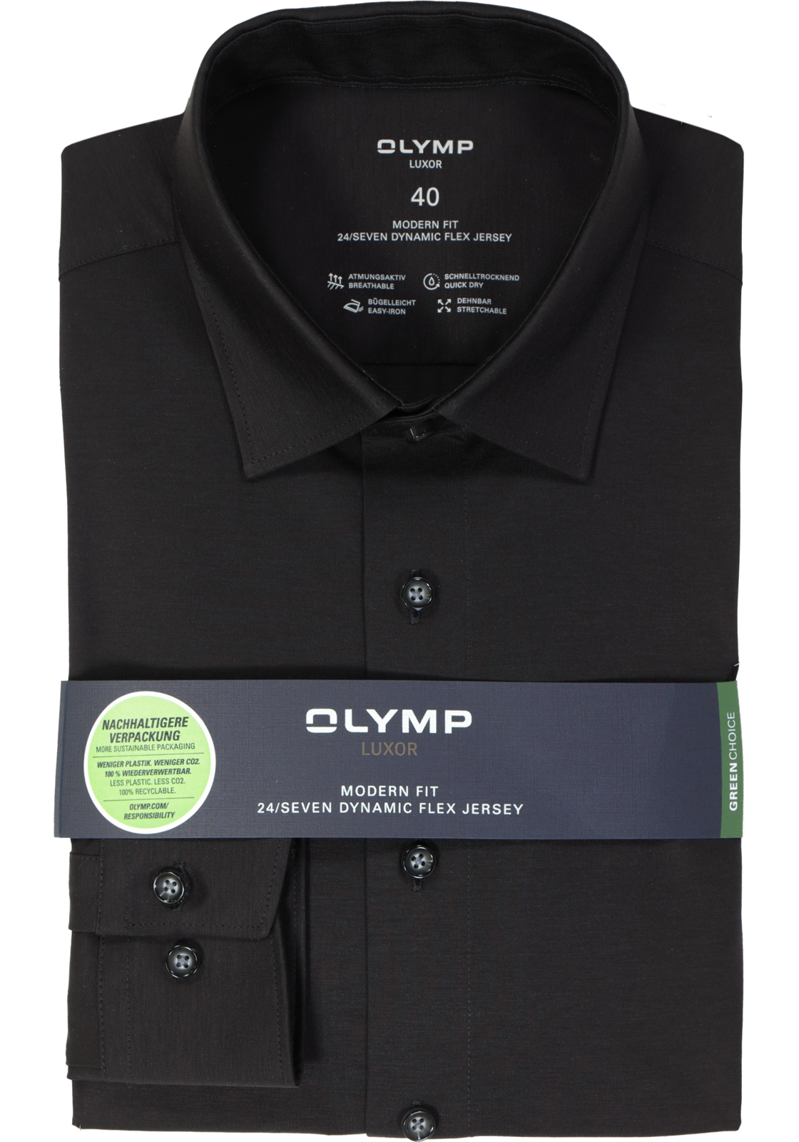 OLYMP Luxor 24/Seven modern fit overhemd, zwart tricot OLYMP Luxor 24/Seven modern fit overhemd, zwart tricot