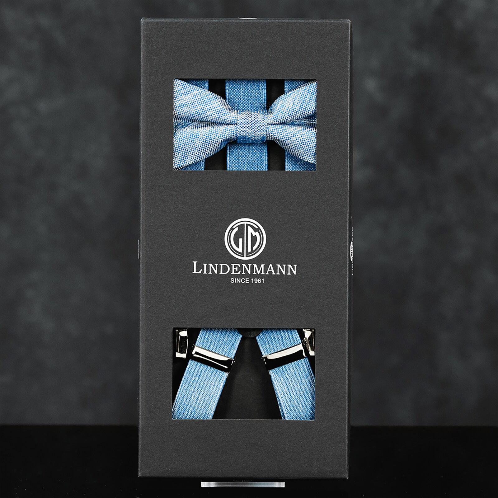 LINDENMANN heren bretels Y-vorm met strikje, blauw