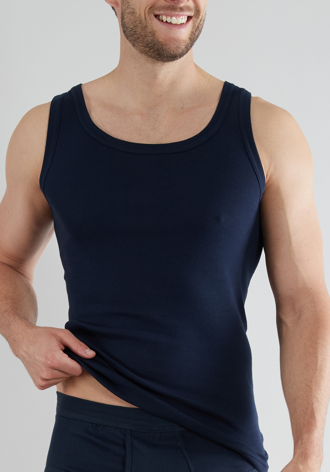 Gotzburg heren singlets Feinripp (2-pack), blauw Gotzburg heren singlets Feinripp (2-pack), blauw