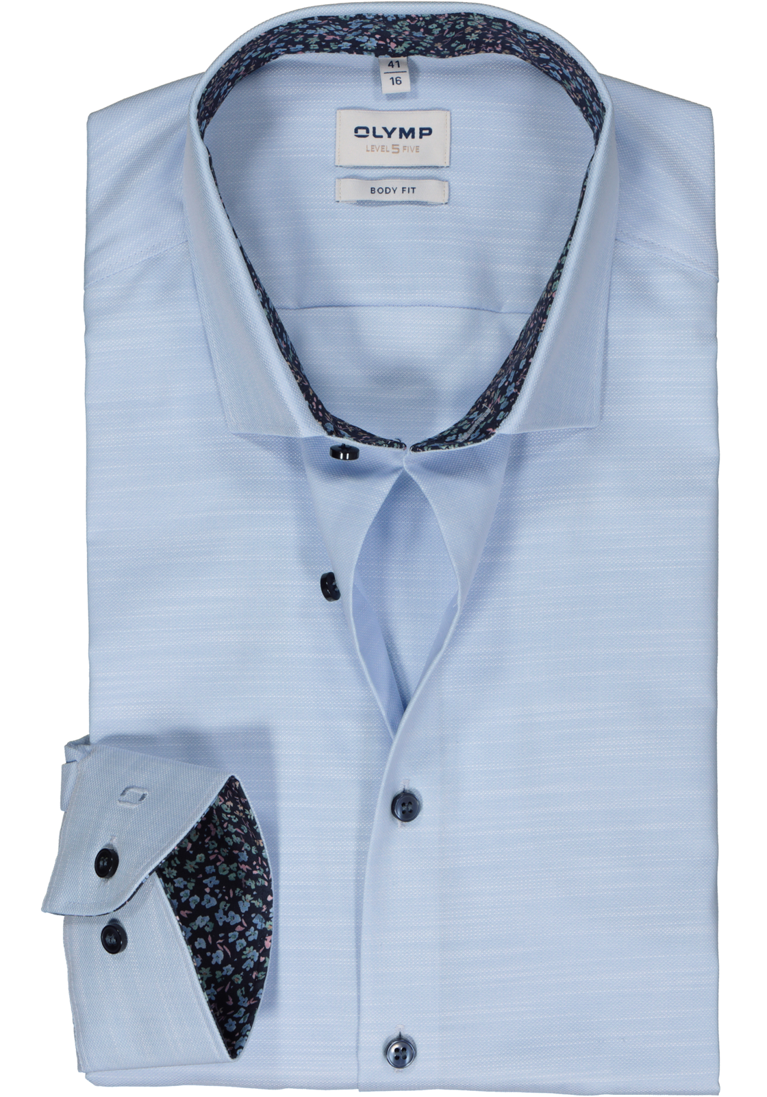 1-4066425579121_olymp-overhemd_HR OLYMP Level 5 body fit overhemd, structuur, lichtblauw