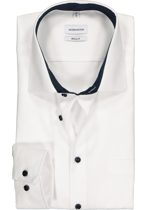 Seidensticker regular fit overhemd, wit (contrast) Seidensticker regular fit overhemd, wit (contrast)