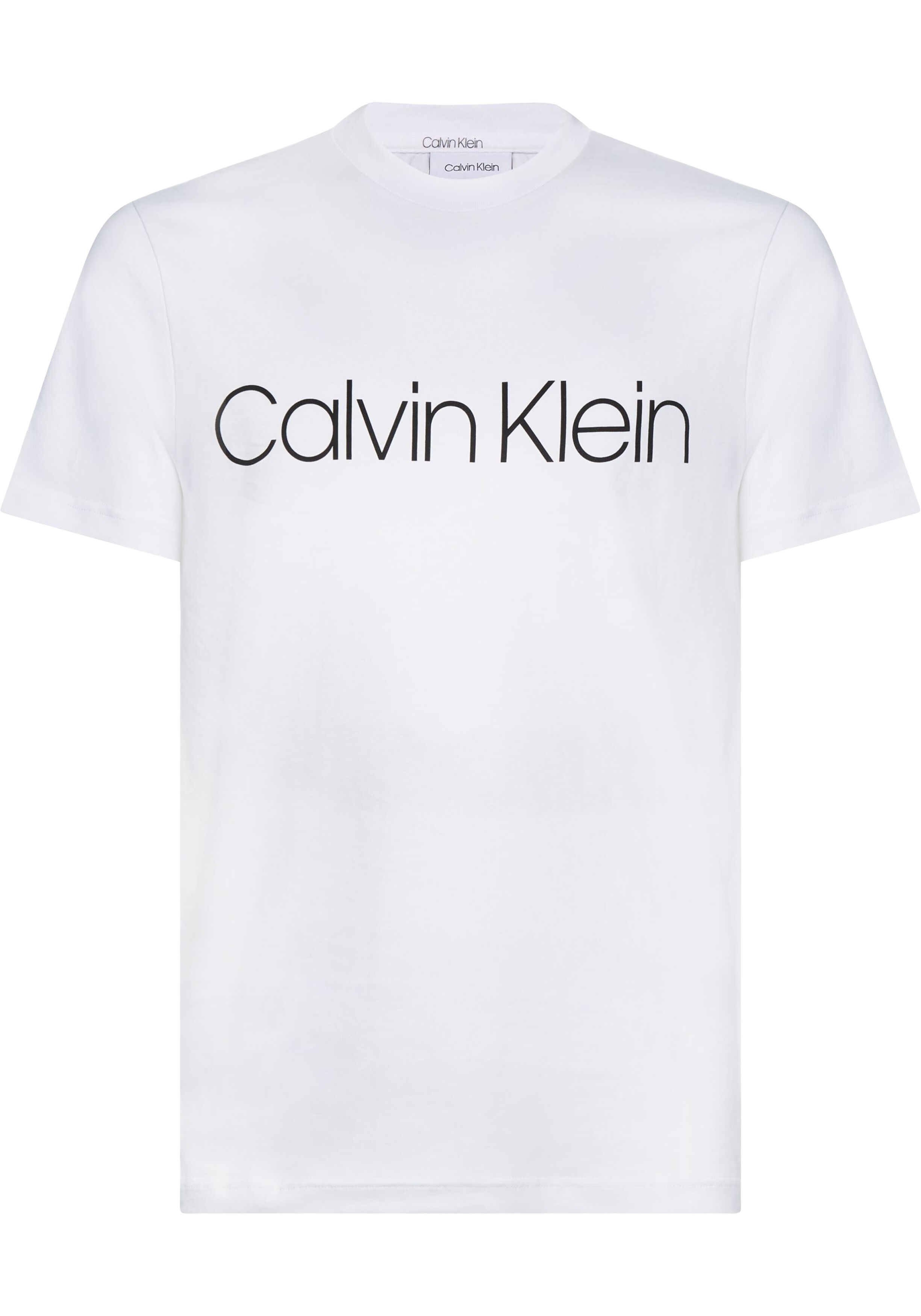Calvin Klein Cotton Front Logo T-shirt, heren T-shirt korte mouw O-hals, wit