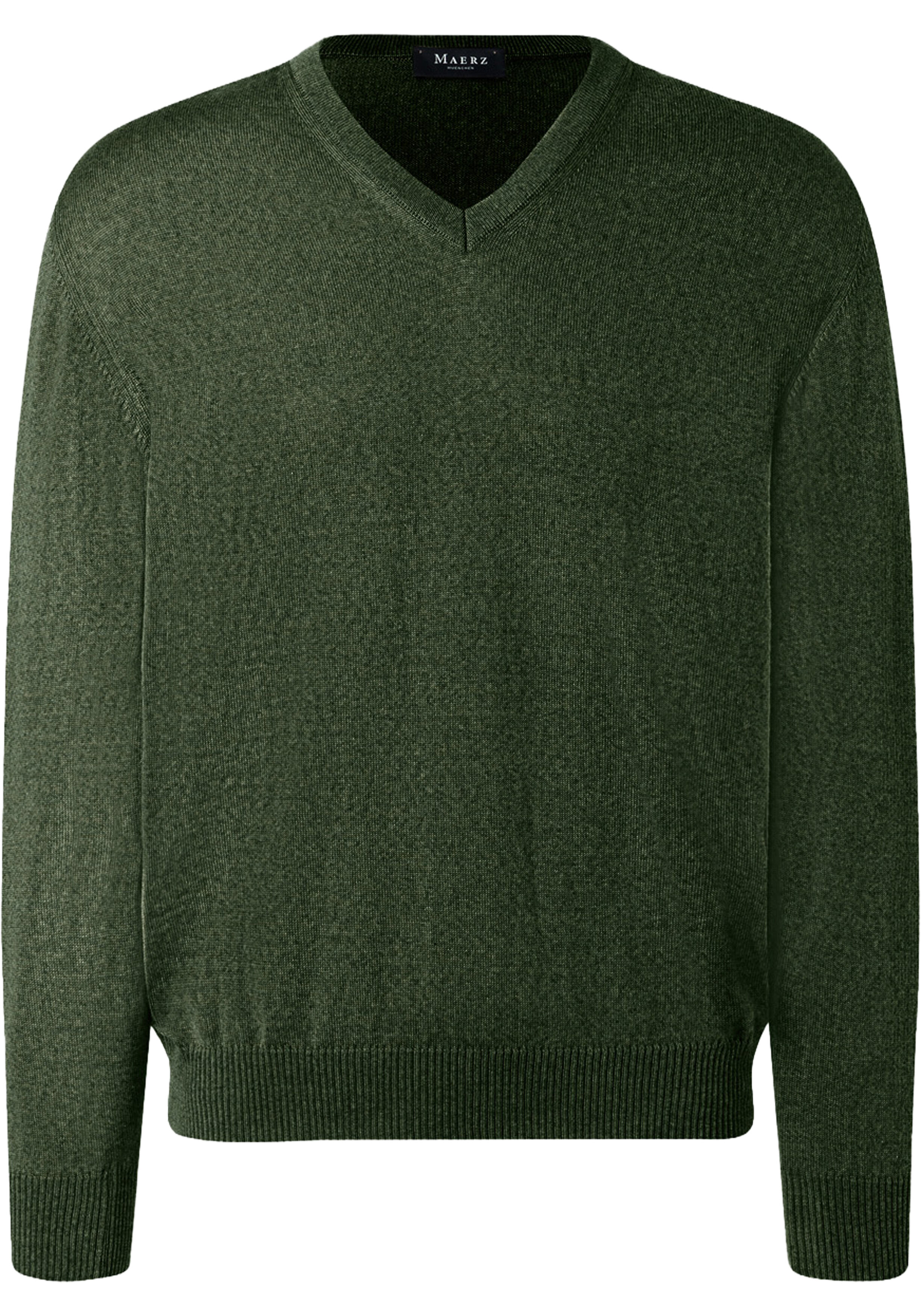MAERZ Classic Fit heren trui met V-hals wol, groen
