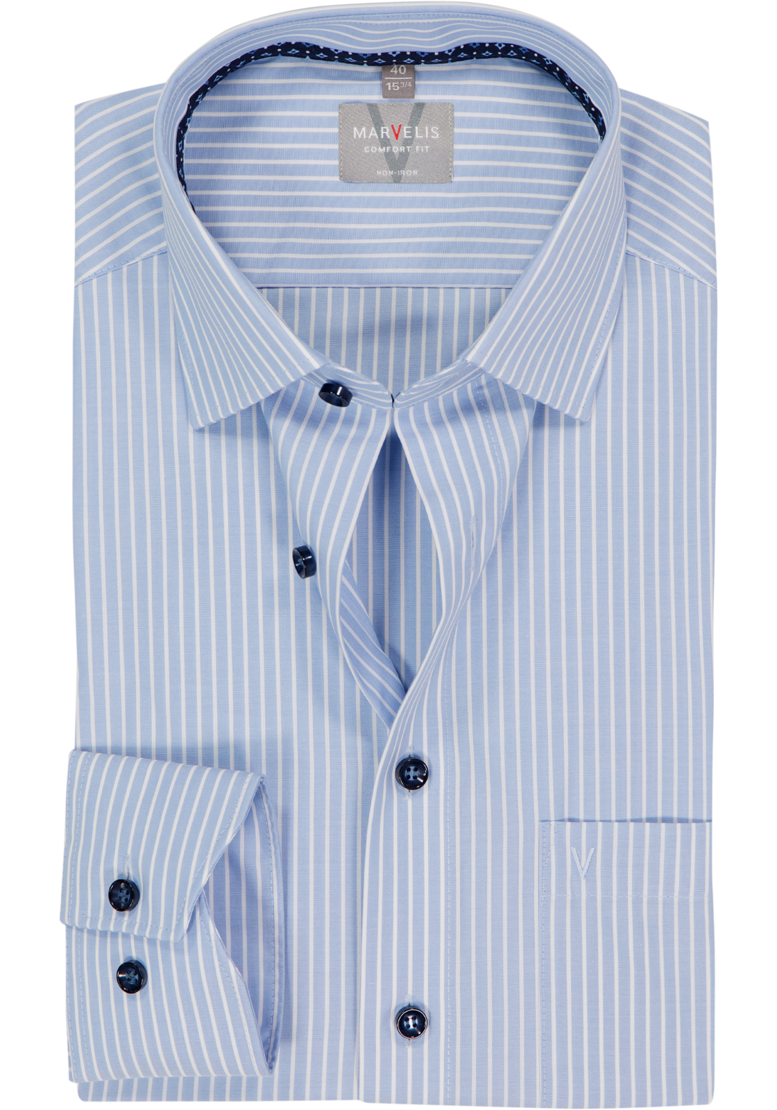 MARVELIS comfort fit overhemd, popeline, lichtblauw gestreept MARVELIS comfort fit overhemd, popeline, lichtblauw gestreept