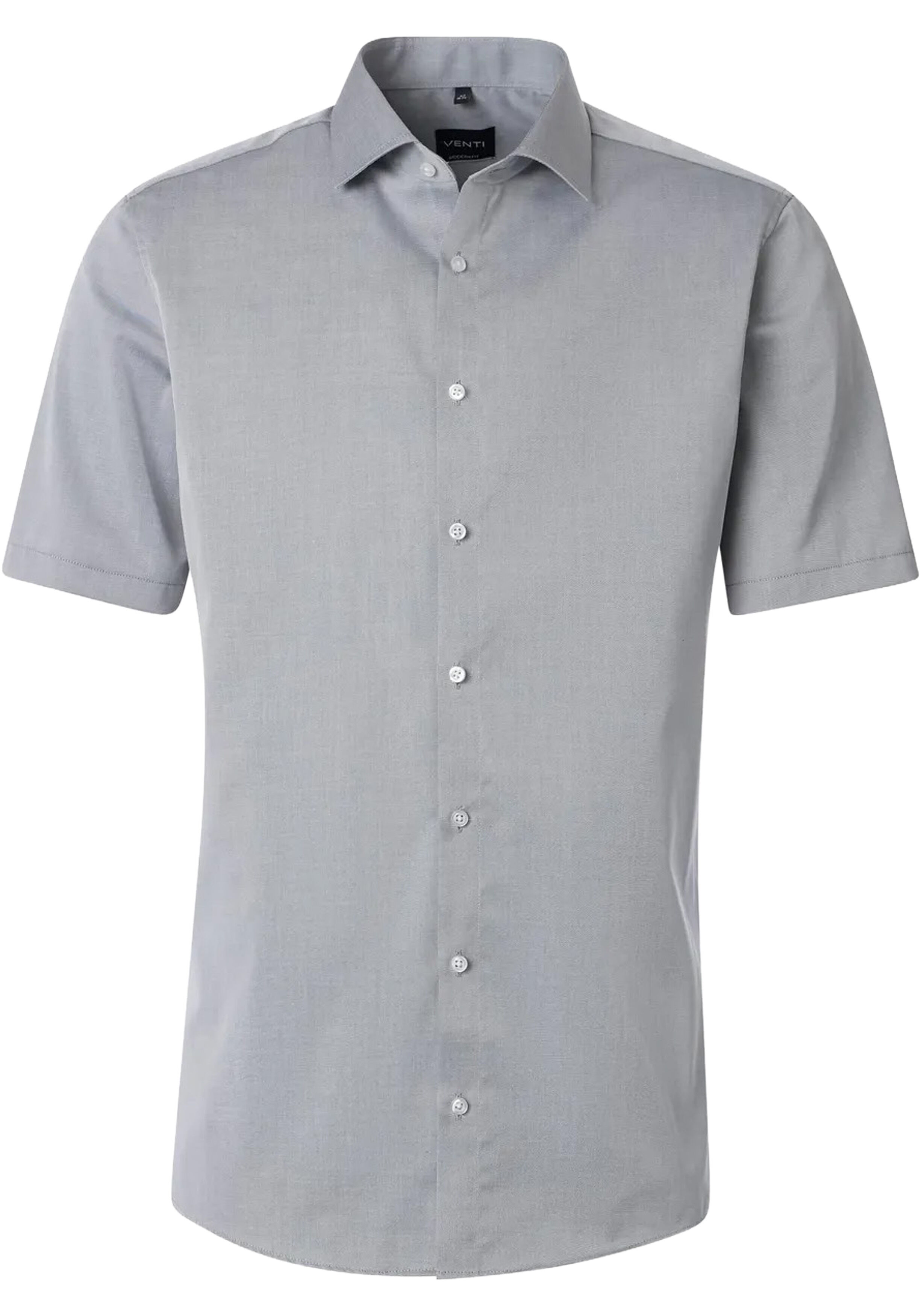 VENTI modern fit overhemd, korte mouw, twill, grijs