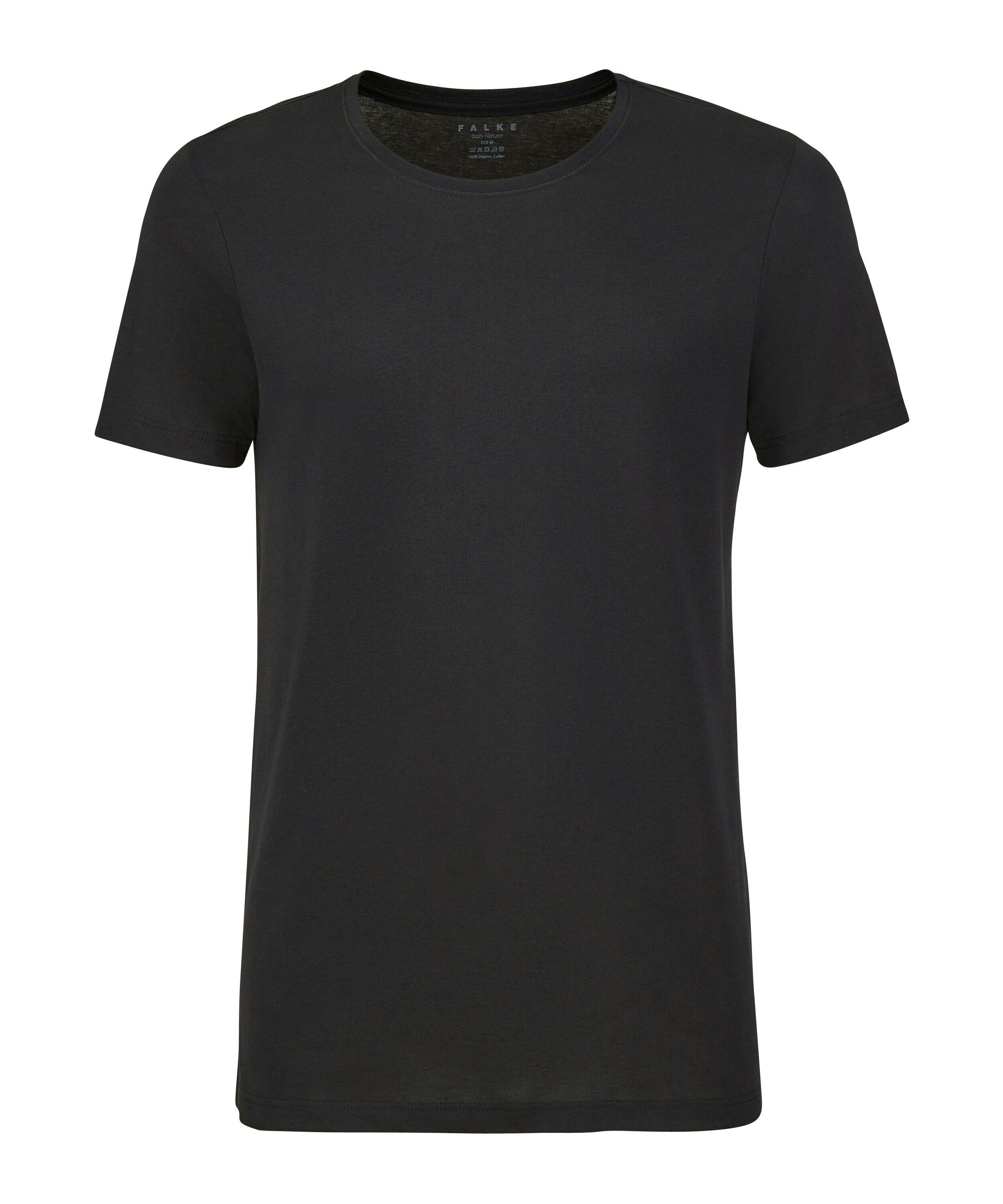 FALKE heren T-shirt Daily Natural, korte mouw, zwart (black)