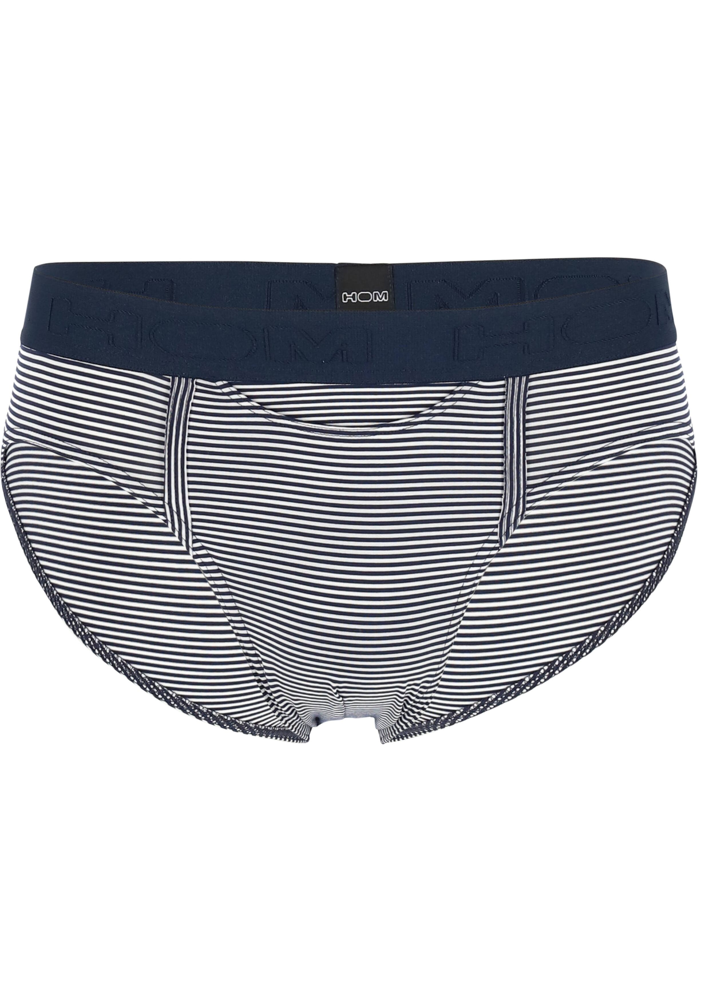 HOM Simon mini briefs HO1 (1-pack), herenslip met horizontale gulp, donkerblauw gestreept